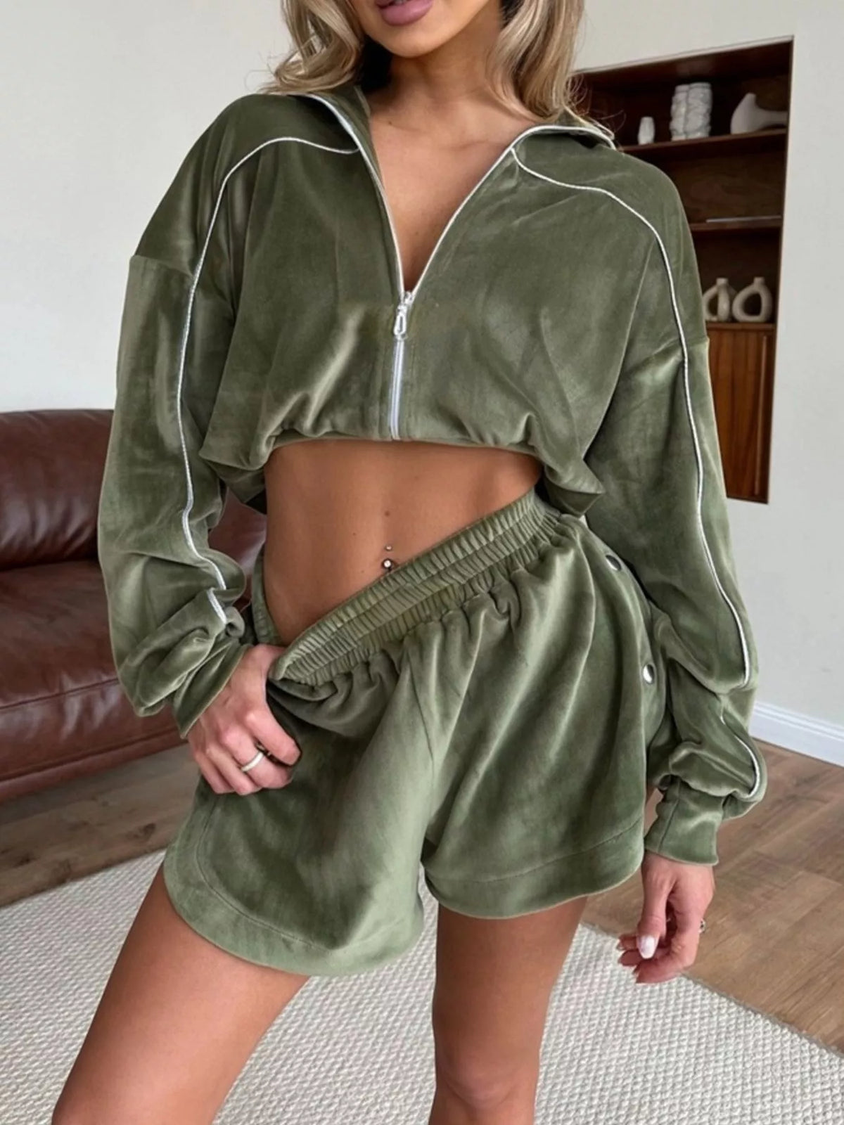 Zip-Up Outerwear and Shorts Set - photo 27