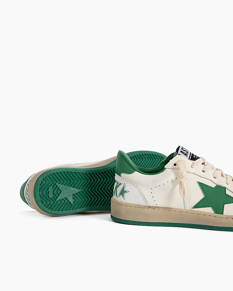 Green Nappa Leather Sneakers with Good Luck Star