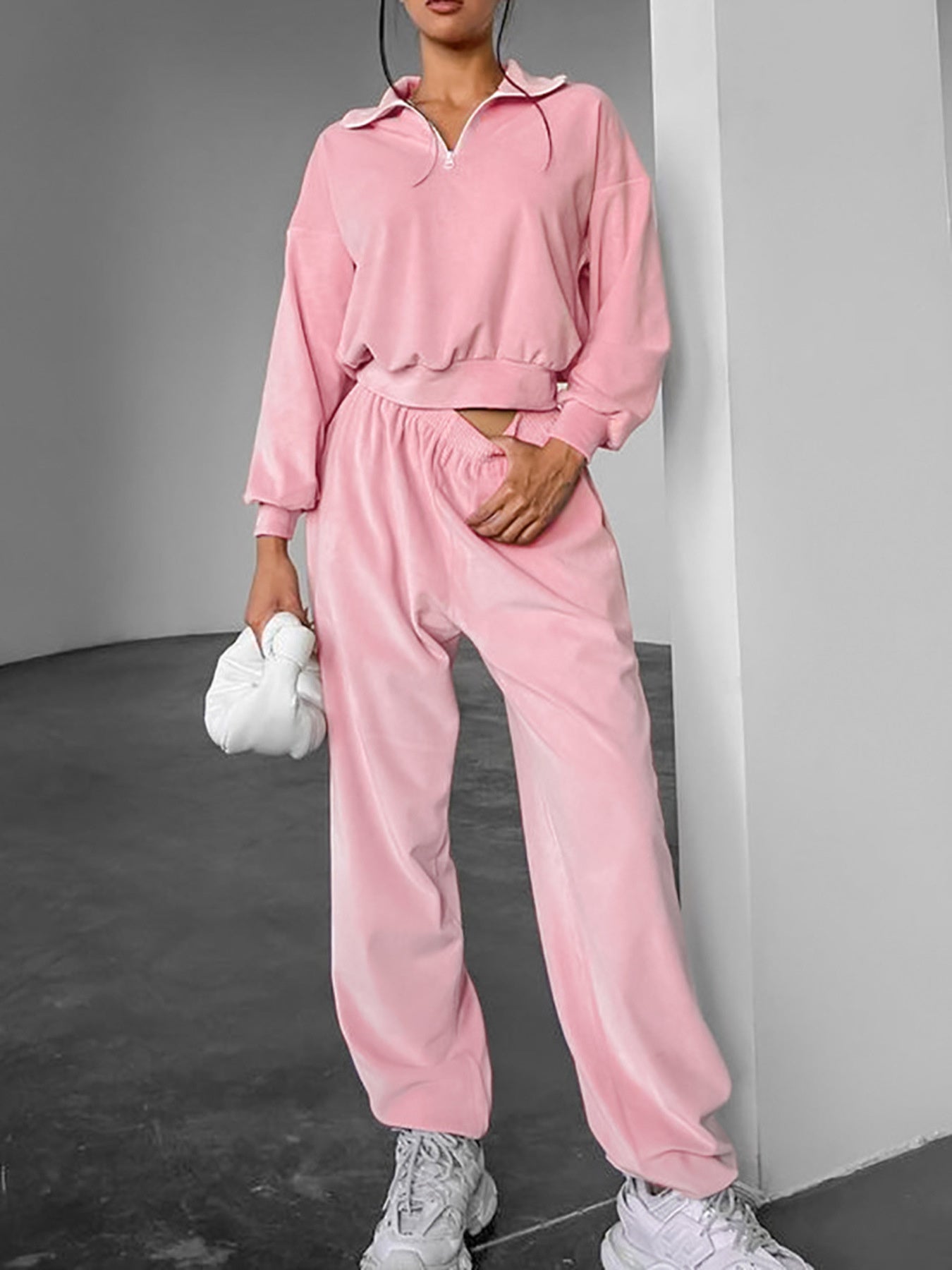 Quarter Zip Long Sleeve Top and Pants Set Secondary image