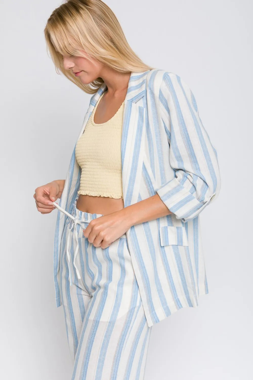Love Tree Linen Woven Striped Blazer Secondary image