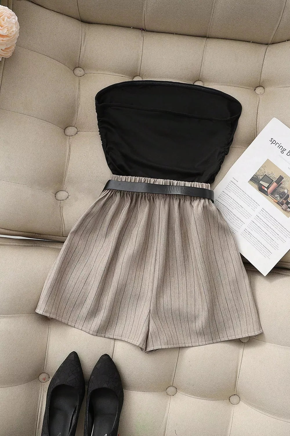 Strapless Ruched Top and Shorts Set Secondary image