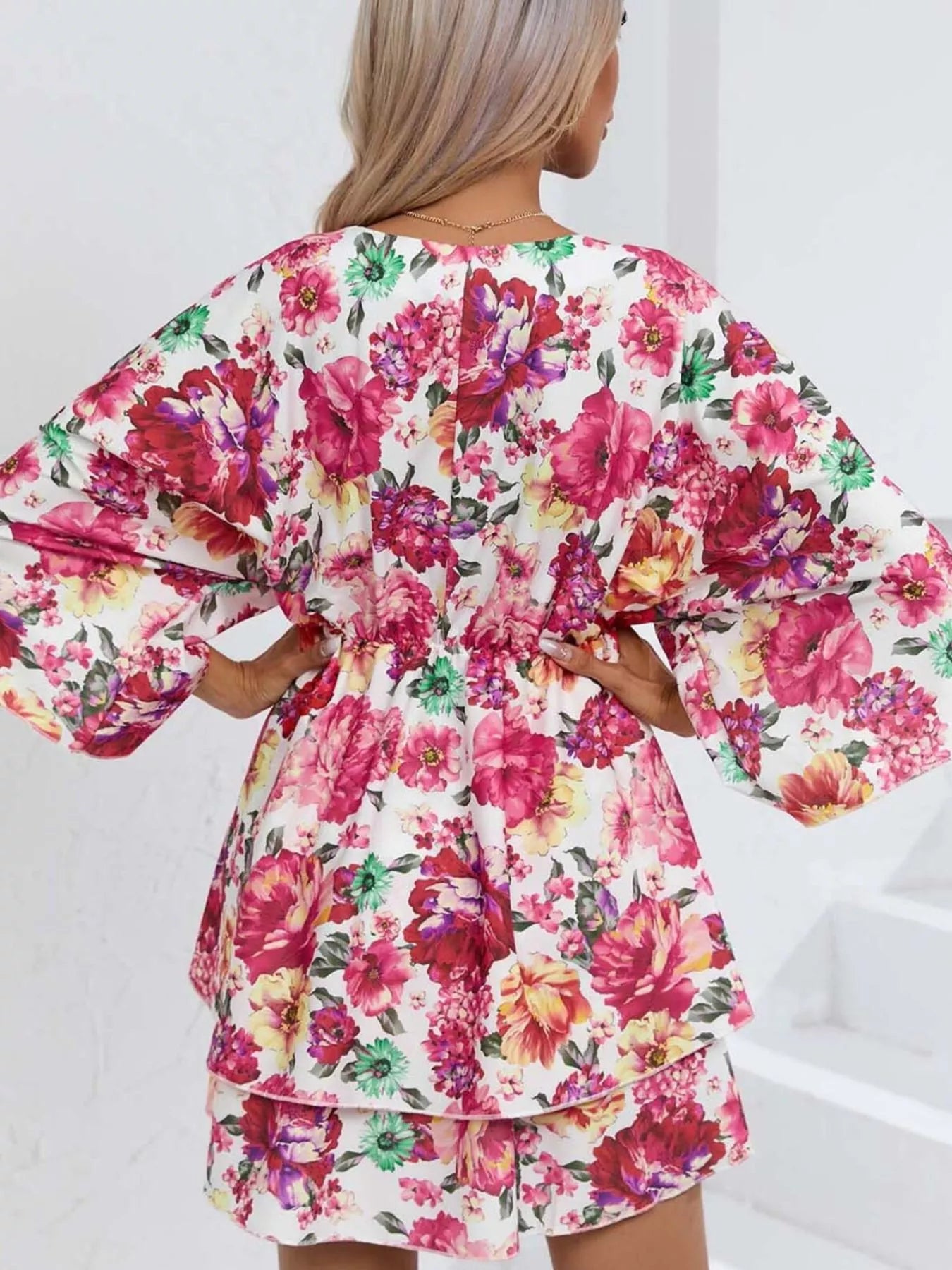 Floral Print Layered Ruffle Hem Mini Dress Secondary image