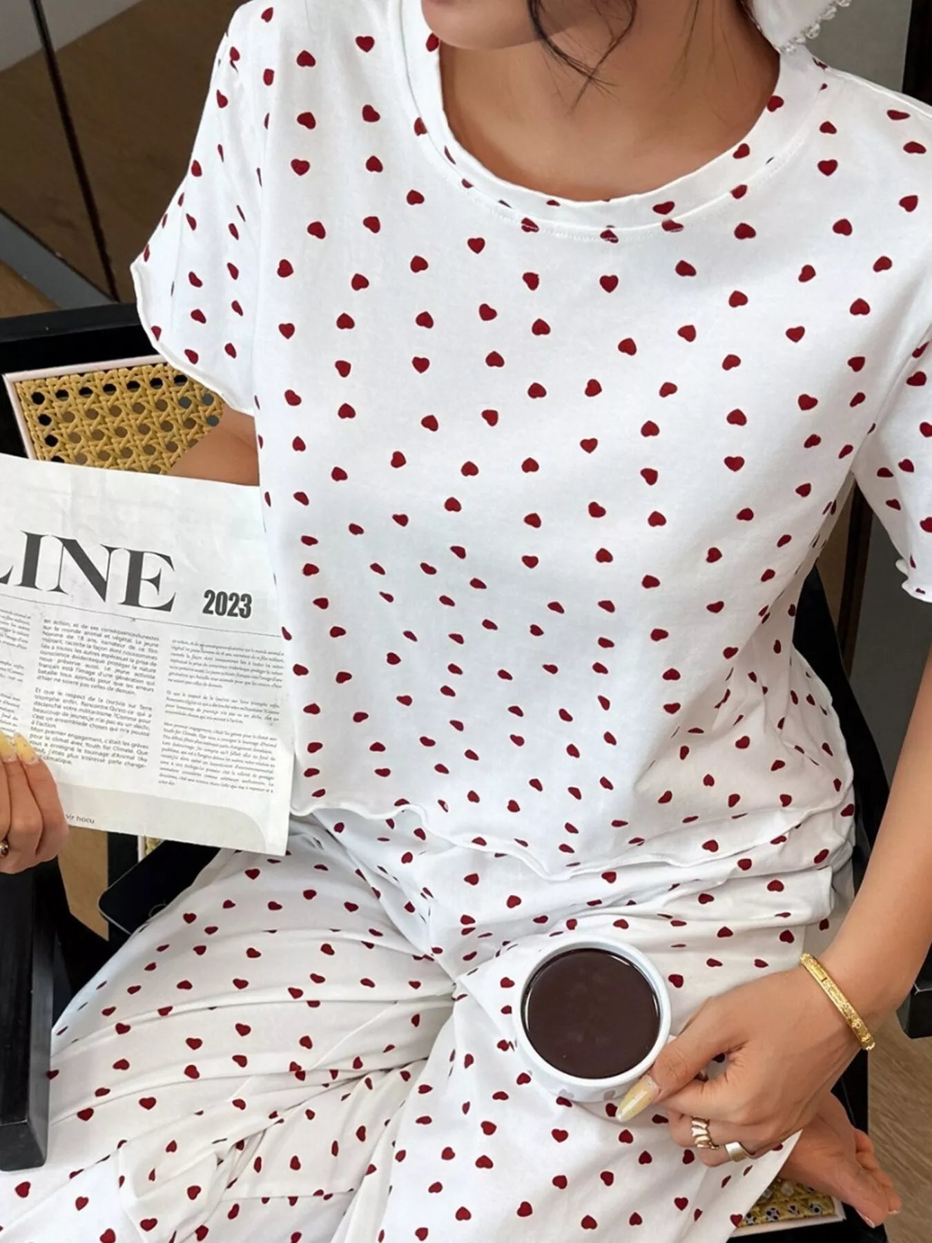 Polka Dot Short Sleeve Top and Shorts Set Secondary image