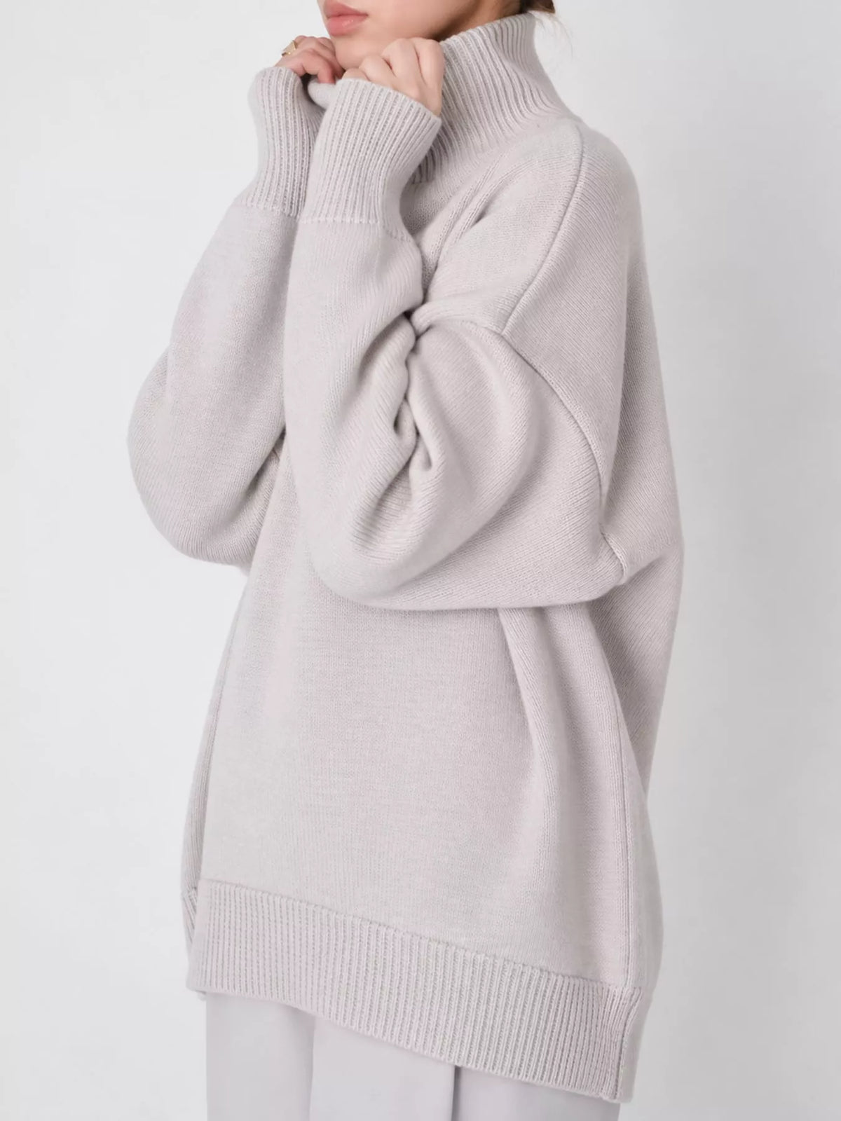 Women's Oversized Ribbed Turtleneck Sweater – Dropped Shoulder Relaxed Fit - photo 34