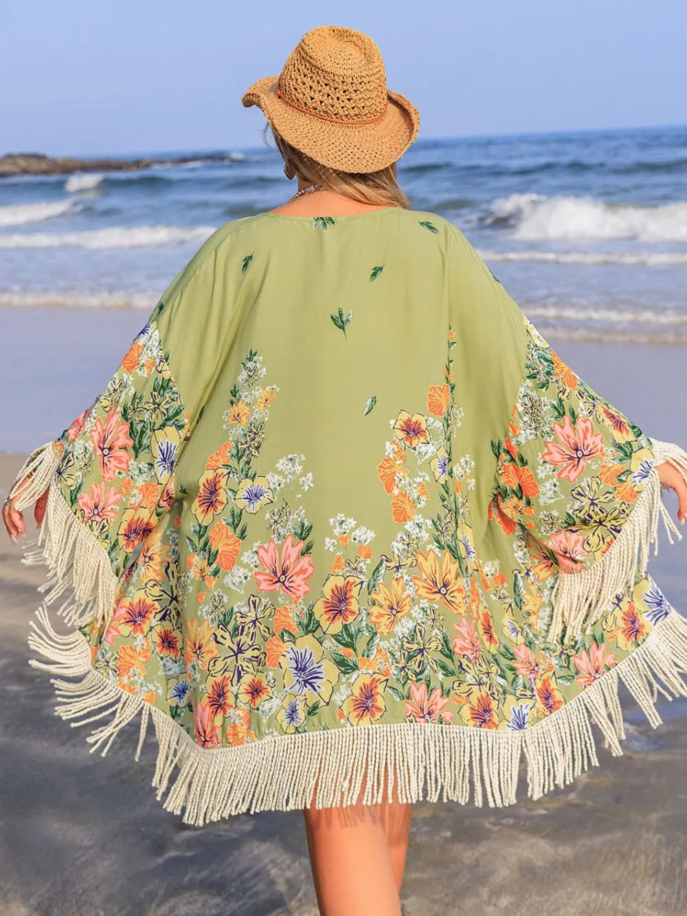 Plus Size Fringe Open Front Cover-Up Secondary image