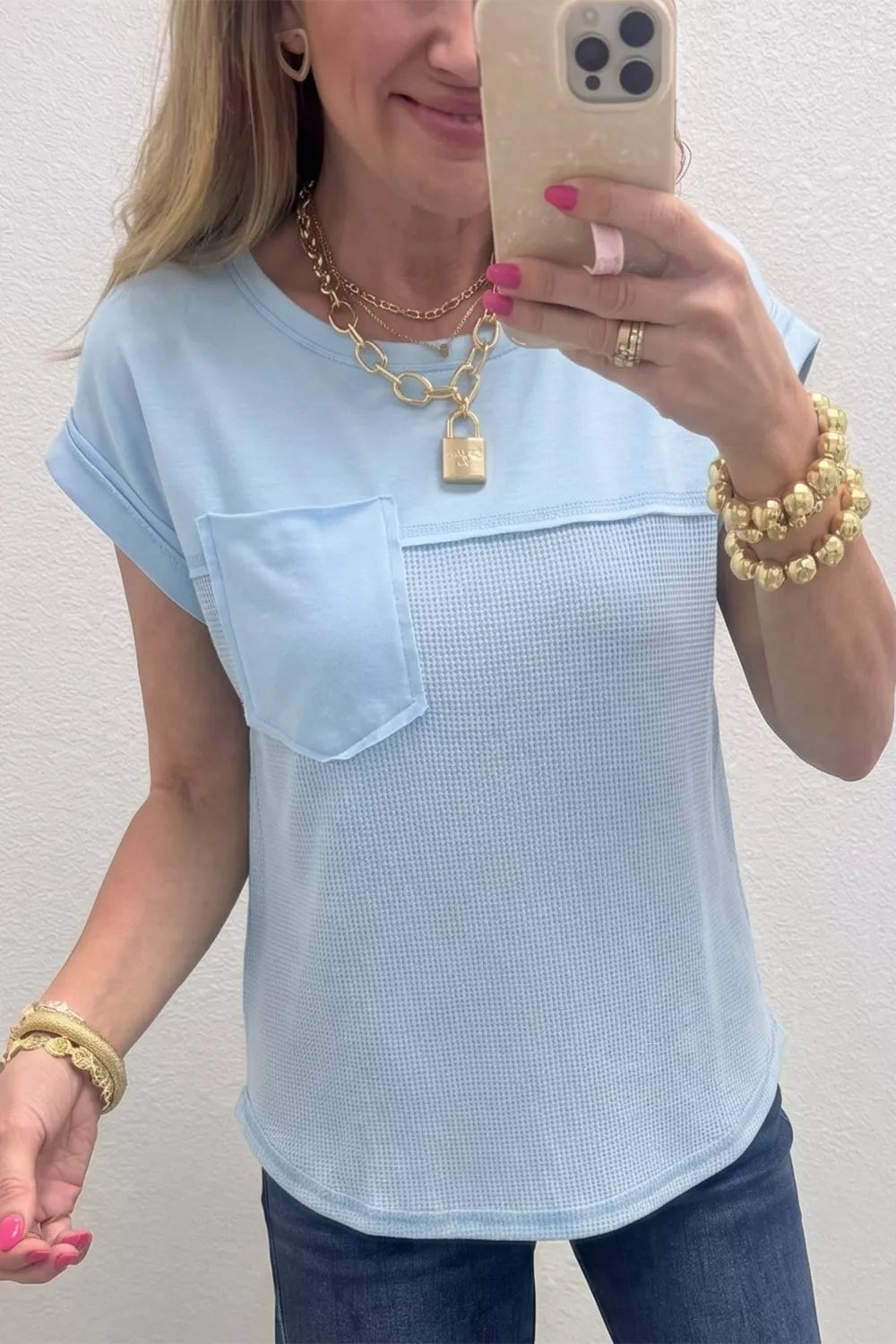Waffle Knit Pocket T-Shirt Secondary image