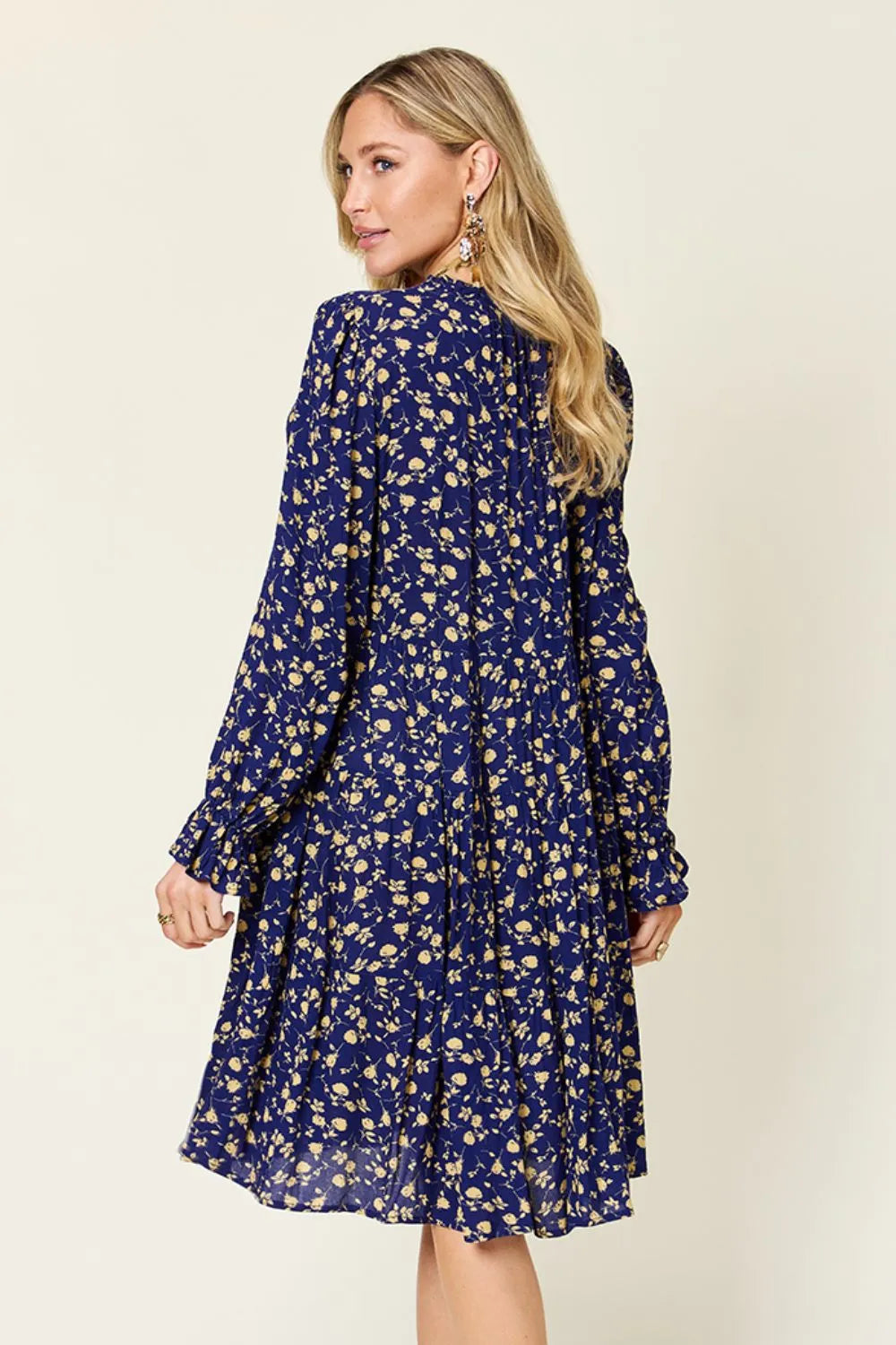 Double Take Full Size Printed Ruffle Hem Long Sleeve Tiered Dress Secondary image