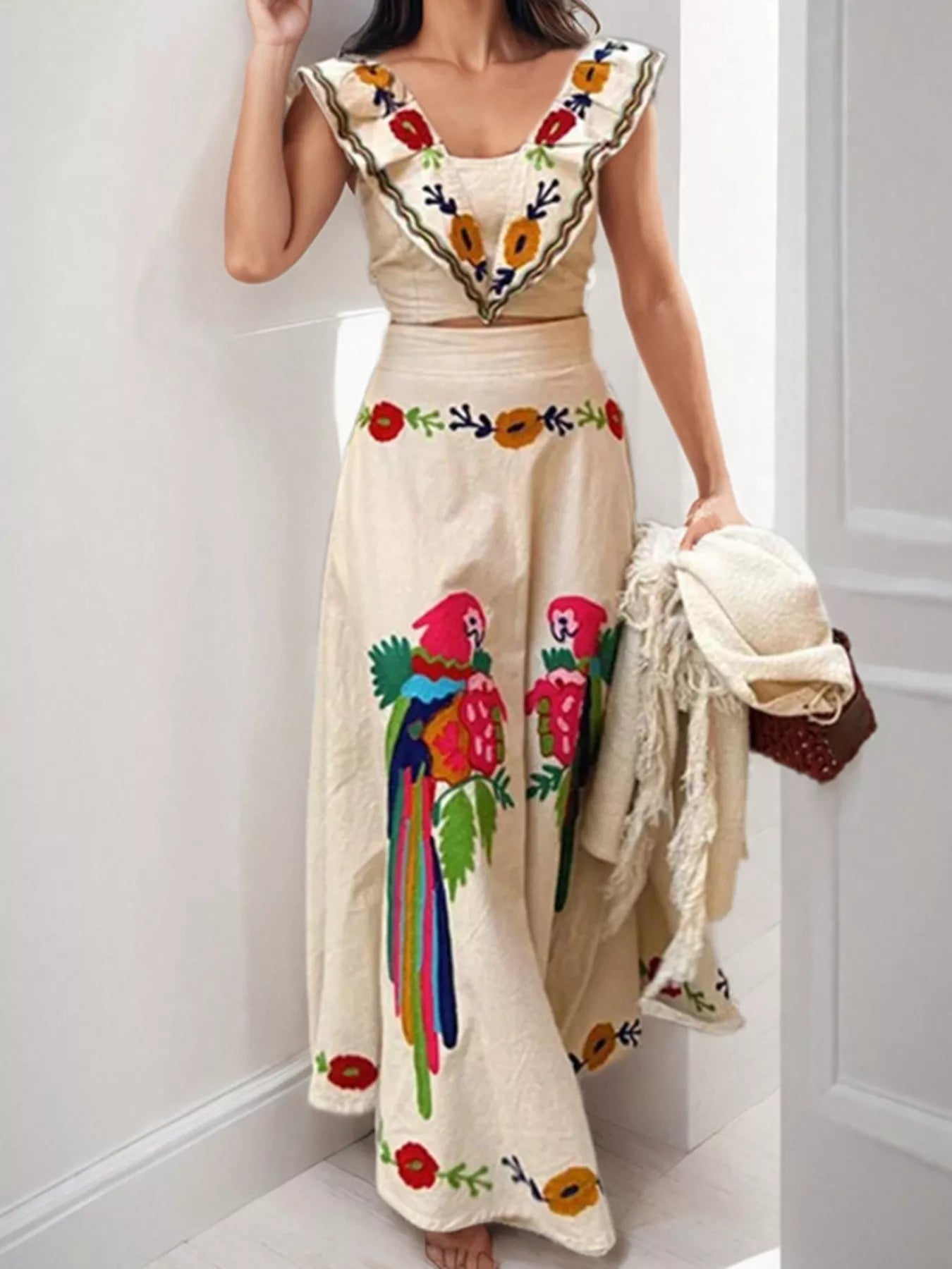 Parrot Crop Top and Maxi Skirt Set Secondary image