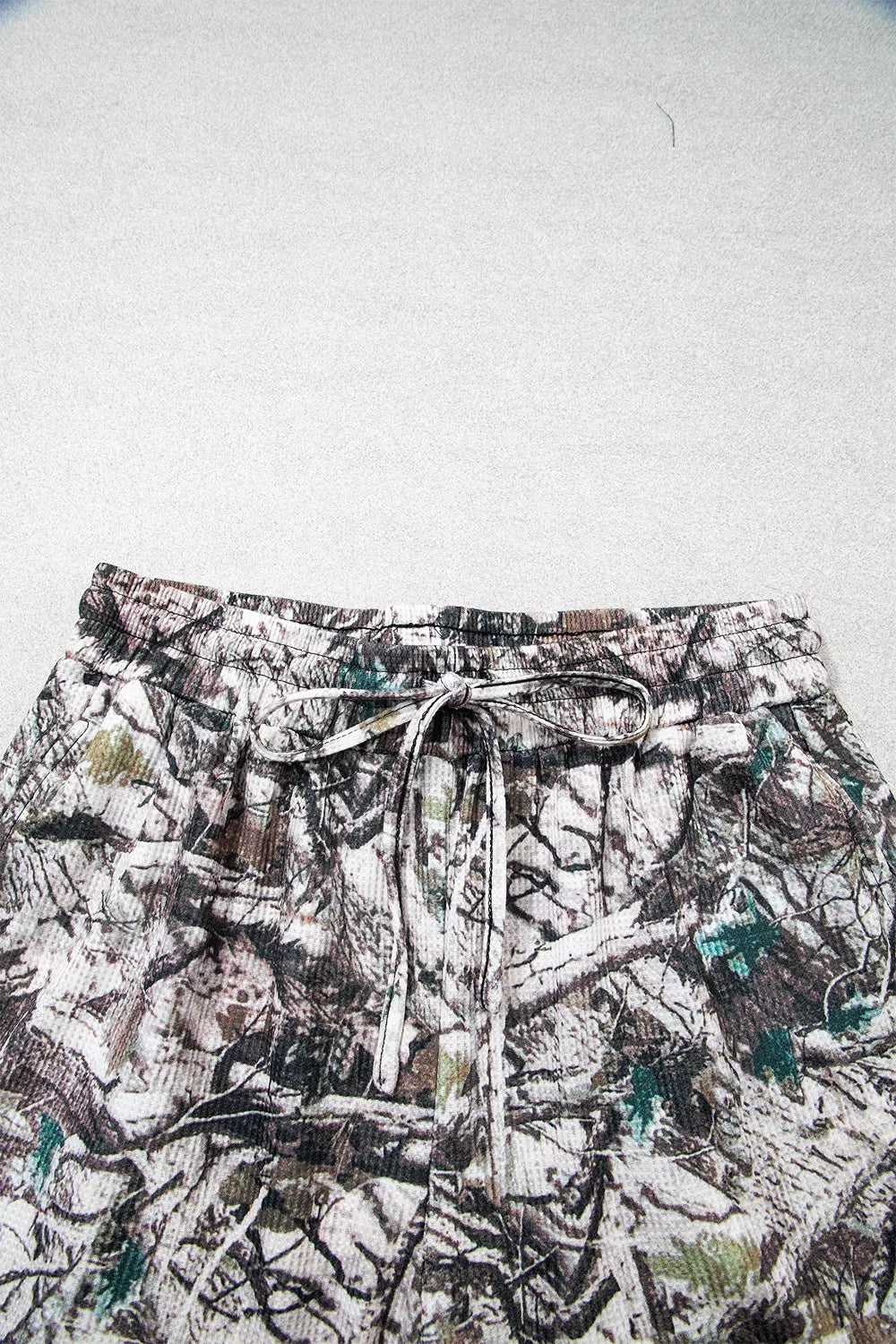 Camo Long Sleeve Top Elastic Waist Shorts Two Piece Set - photo 12