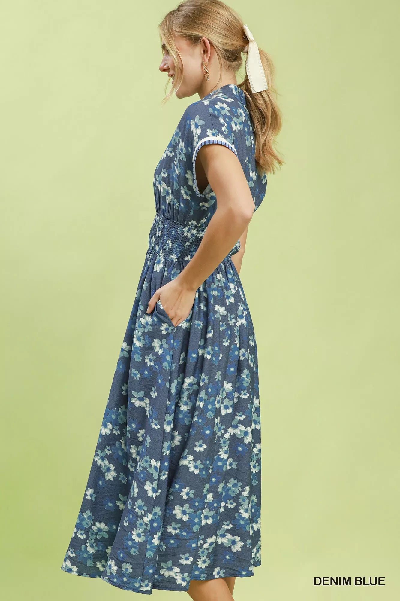 Umgee Ruffle Sleeve Henley Shift Dress Secondary image