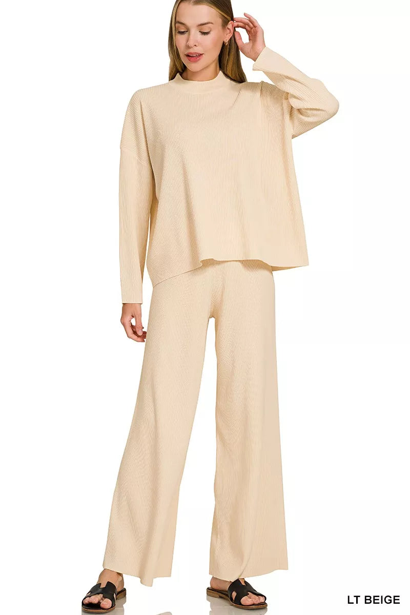 Zenana Viscose Sweater Top & Pants Set Secondary image