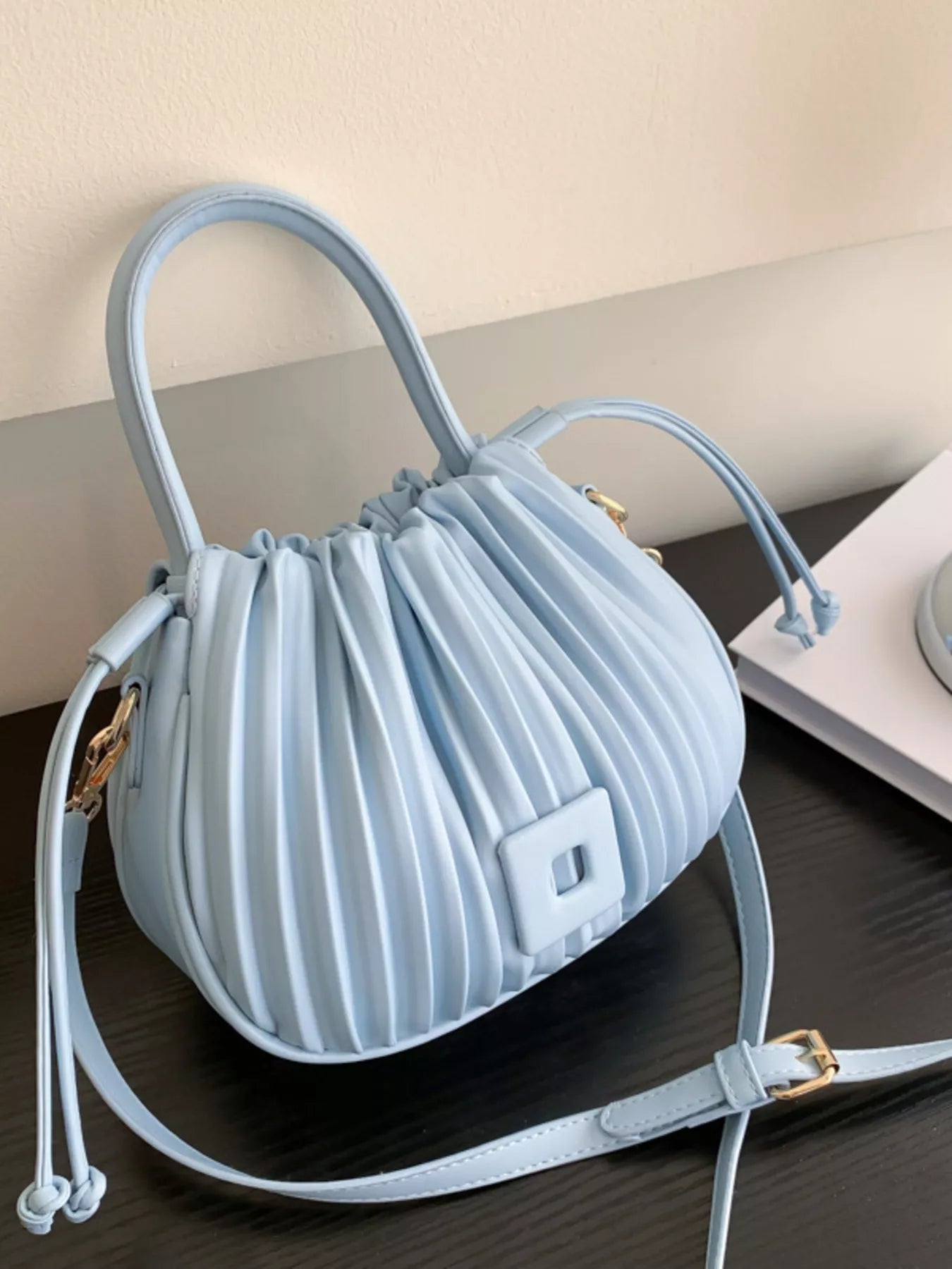 Pleated Bucket Crossbody Bag with Secondary image