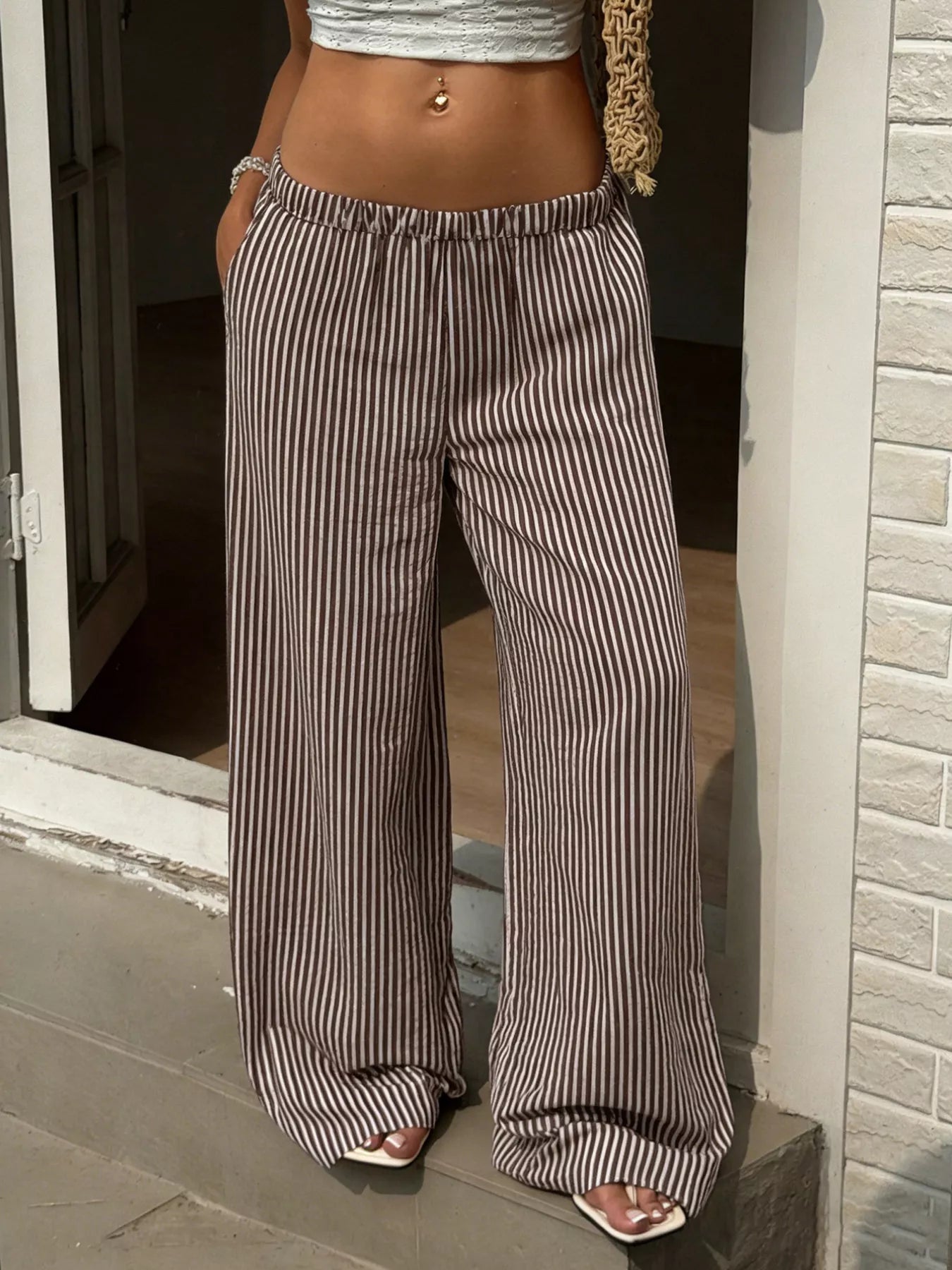 Tied Striped Wide Leg Pants Secondary image