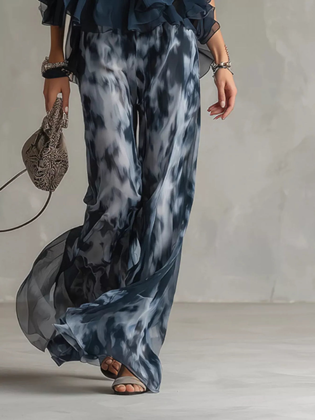 Sleeveless Top and Tie-Dye Wide-Leg Pants Set - photo 3