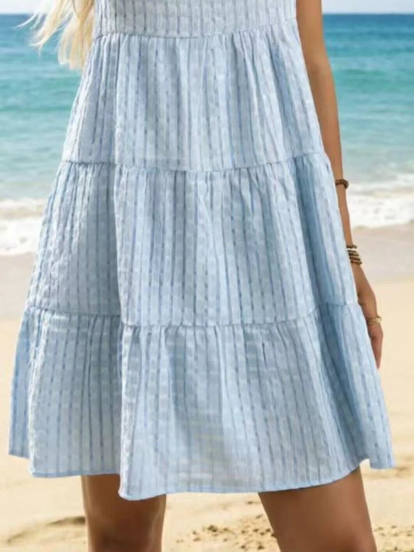 Textured Sleeveless Tiered Mini Dress Secondary image