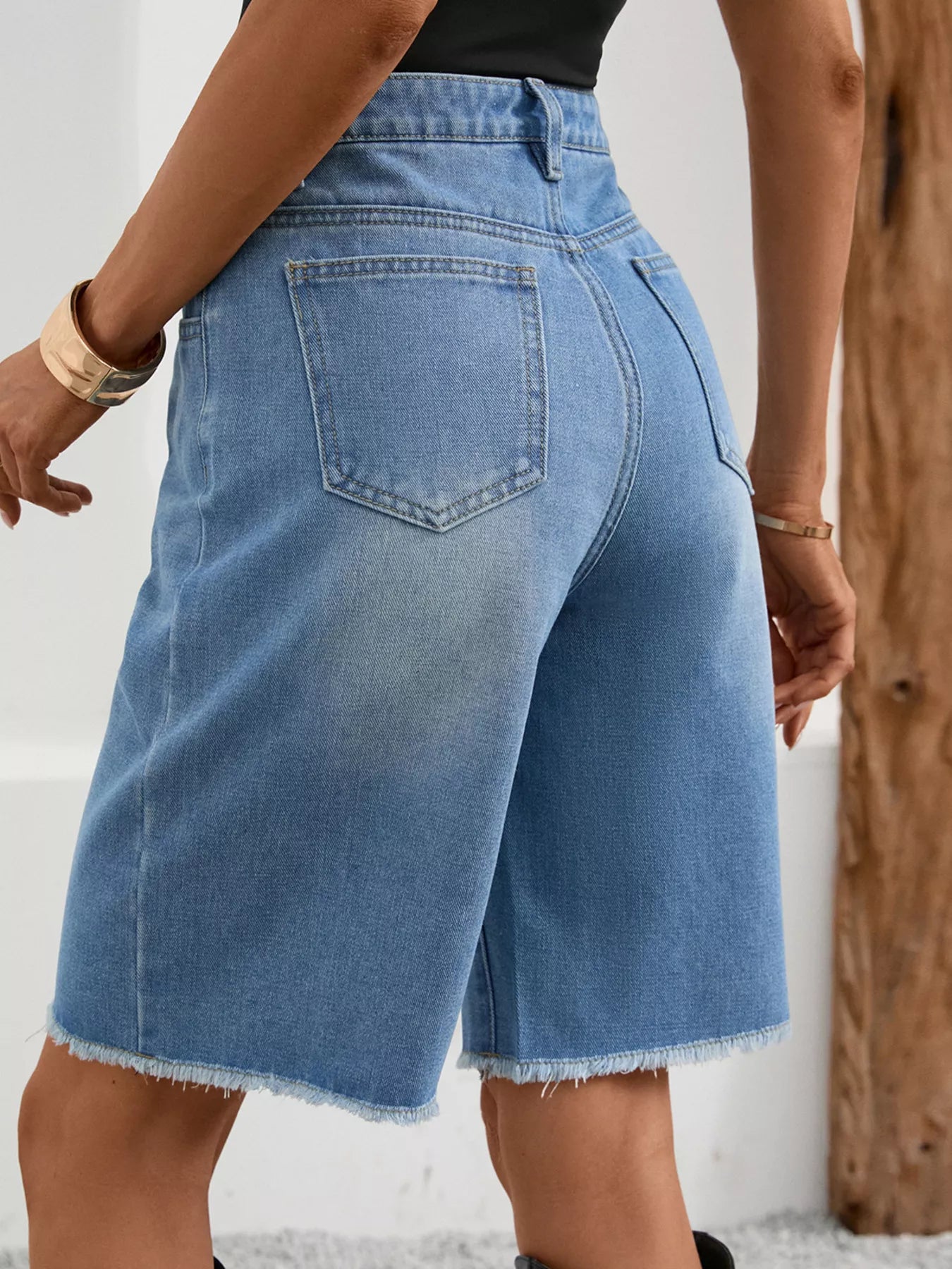 Ripped Frayed Hem Denim Shorts Secondary image