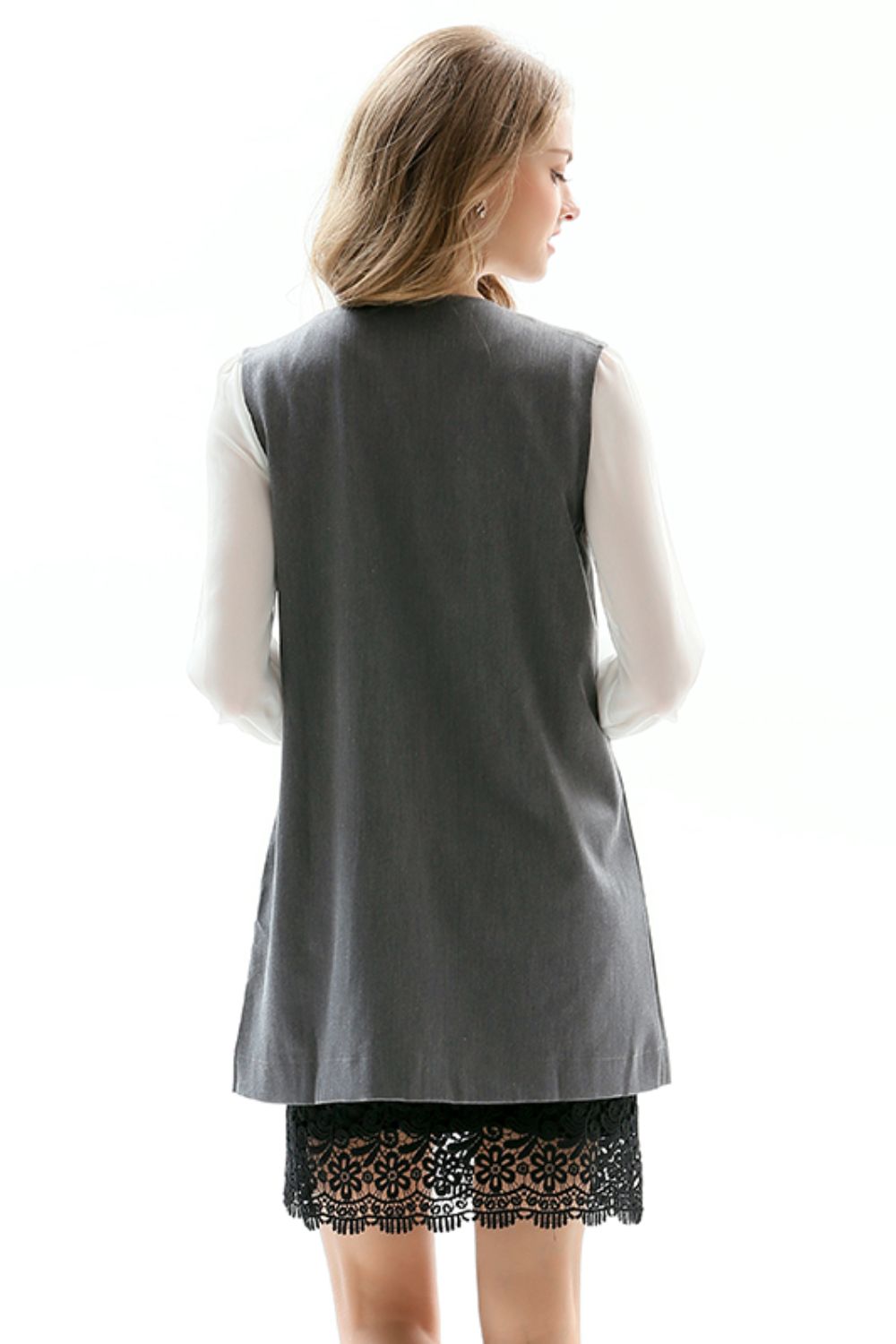 One-Button Sleeveless Longline Blazer Secondary image