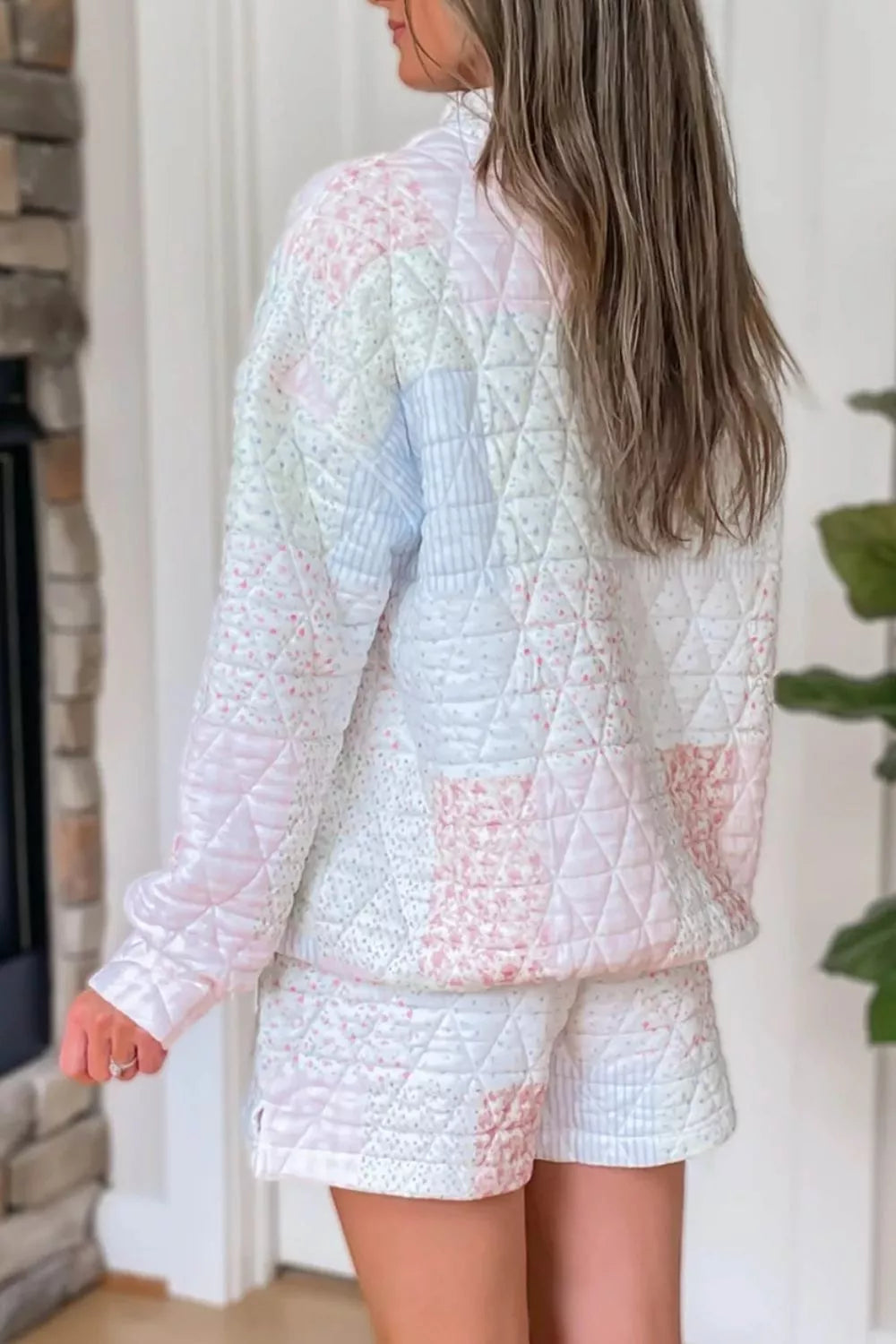 Quilted Long Sleeve Top and Shorts Set Secondary image