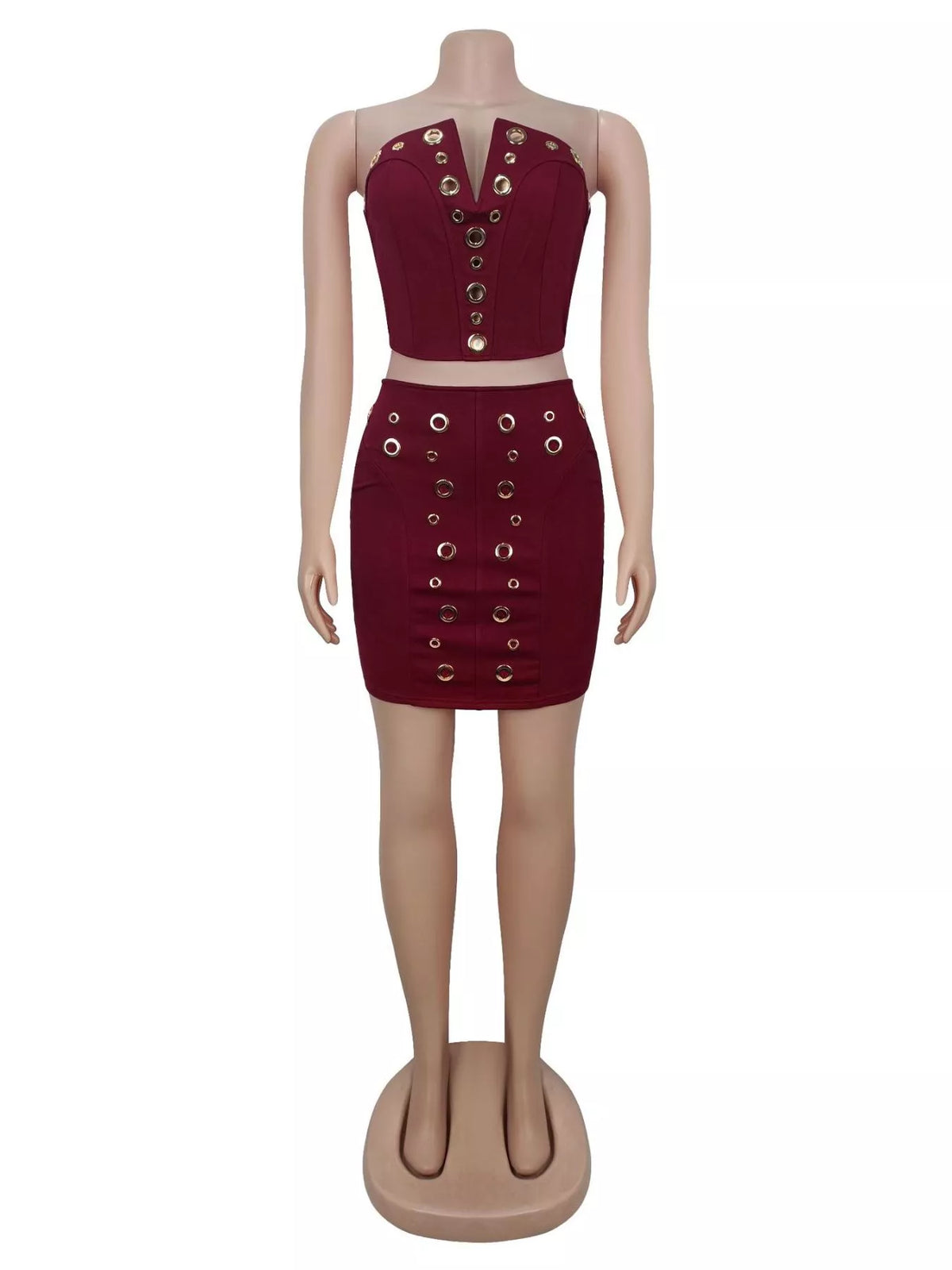 Grommet Crop Top and Mini Skirt Set - photo 5