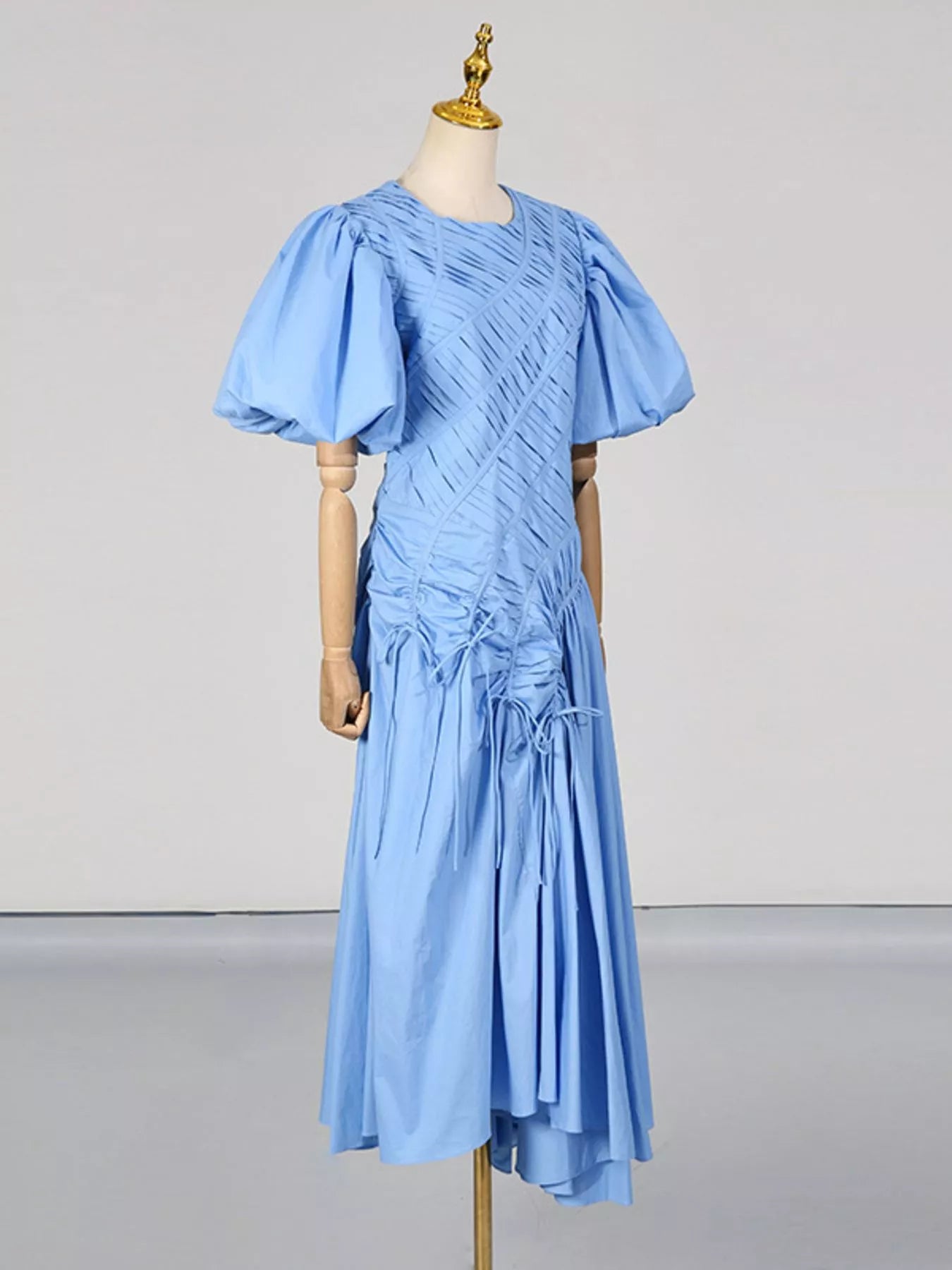 Puff Sleeve Ruched Midi Dress Secondary image