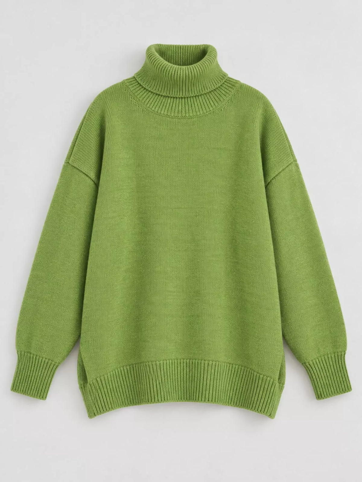 Women's Oversized Ribbed Turtleneck Sweater – Dropped Shoulder Relaxed Fit - photo 47