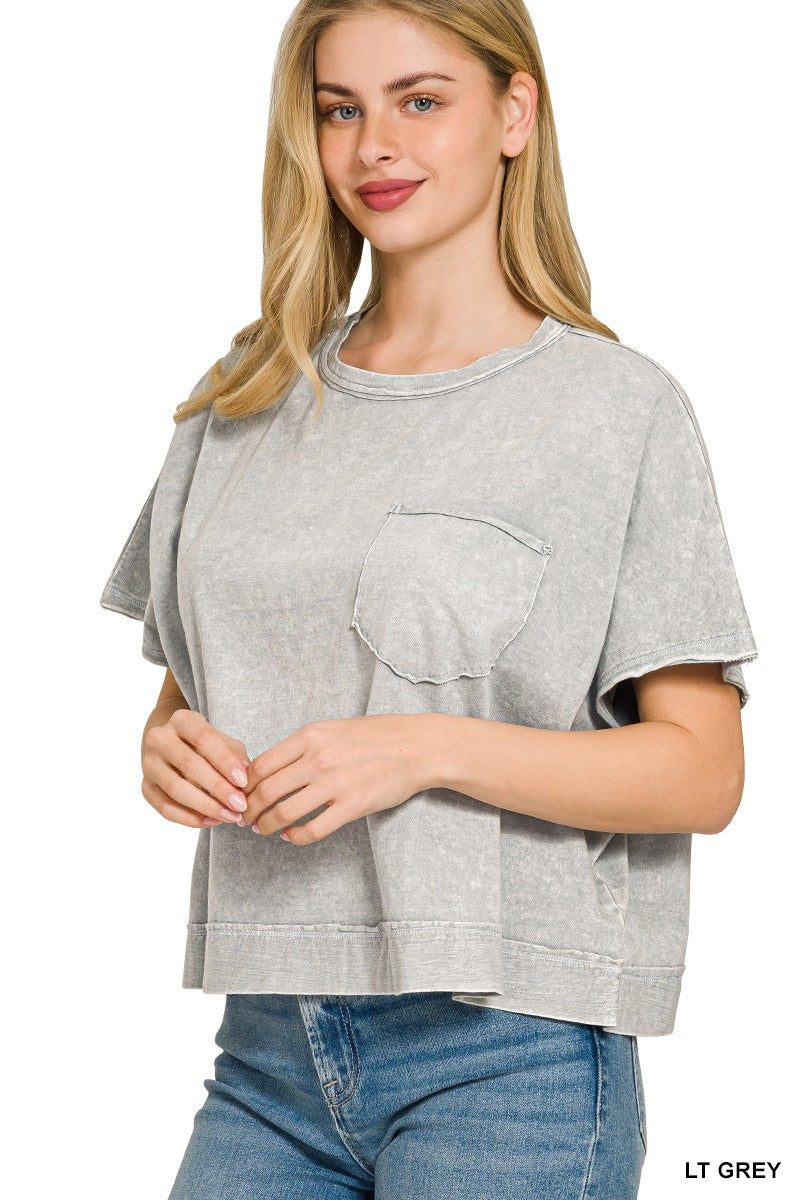 Zenana Halo Snow Washed Boxy Top & Shorts Set Secondary image