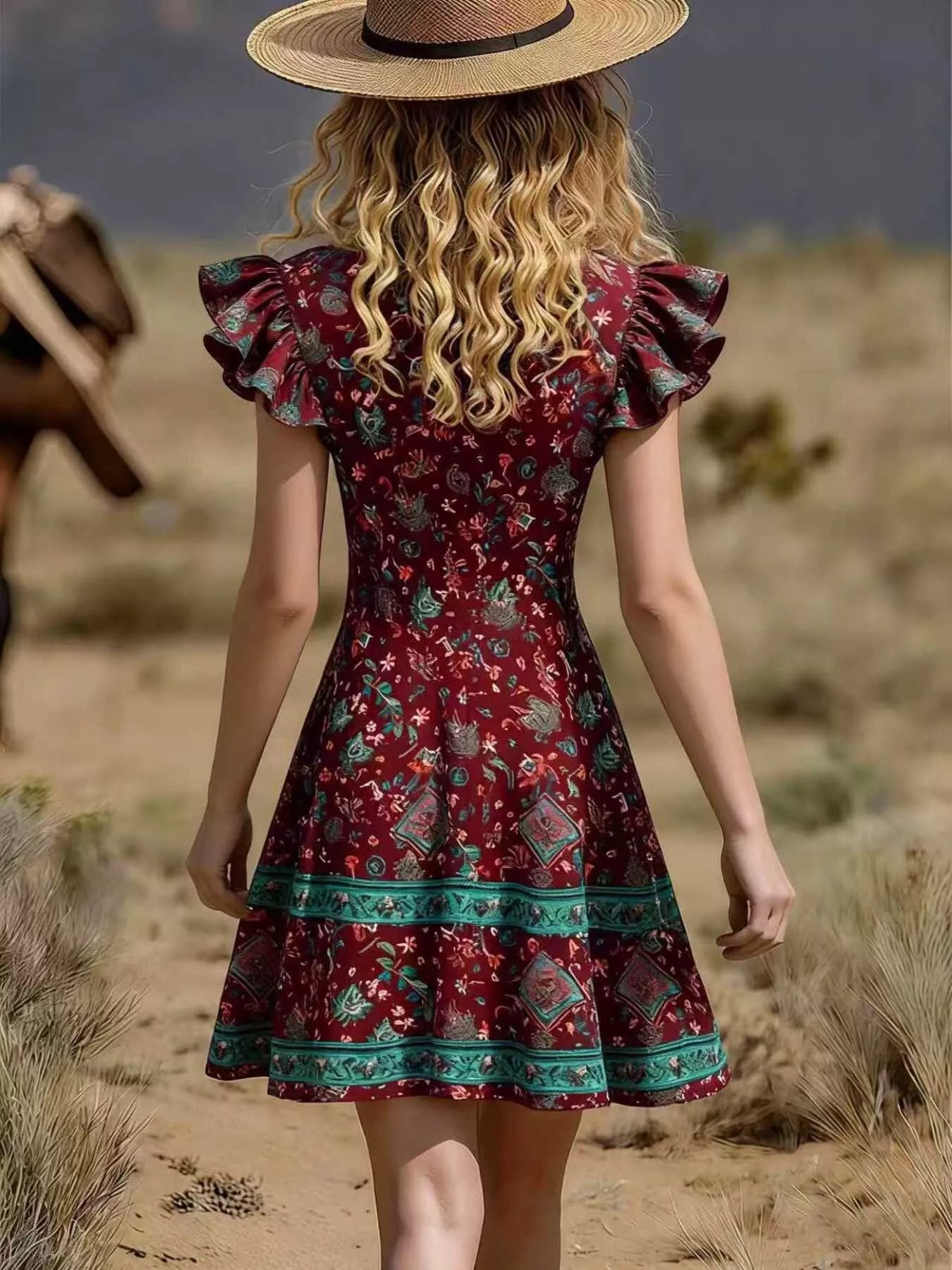 Ruffled V-Neck Mini Dress Secondary image
