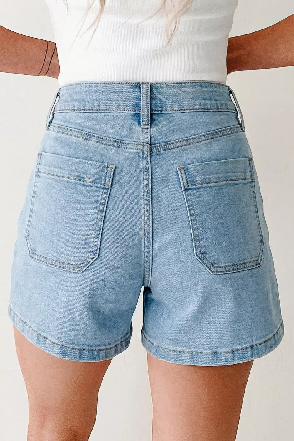 High Rise Patch Pocket Denim Shorts Secondary image