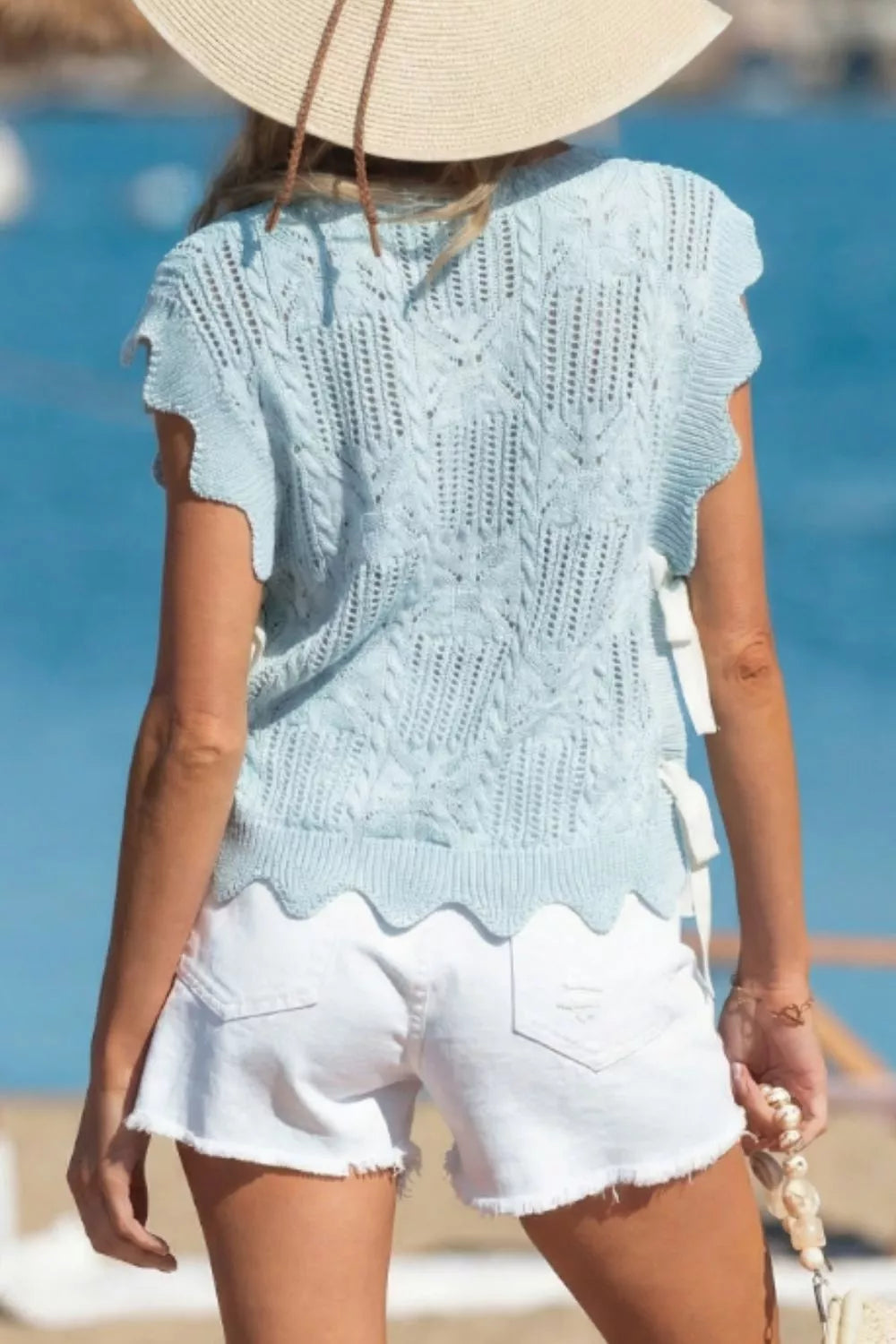 Openwork Side Tie Knit Top Secondary image