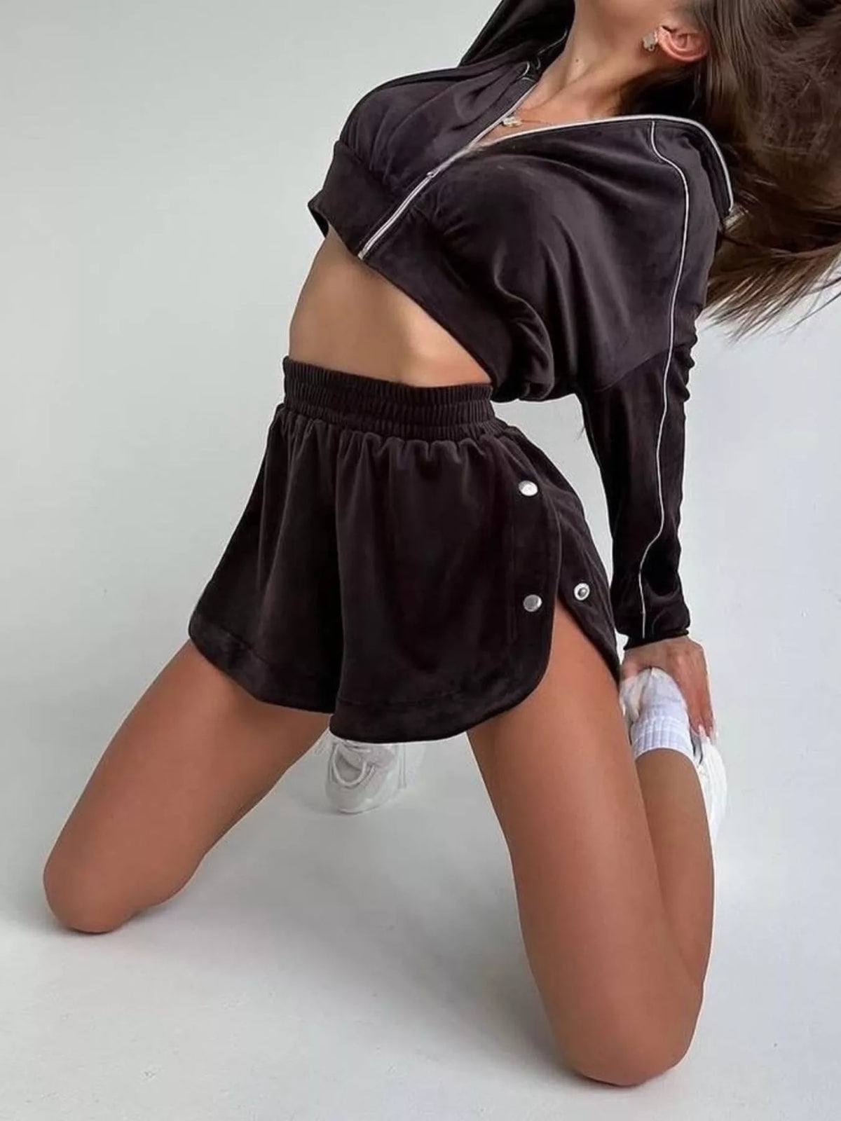 Zip-Up Outerwear and Shorts Set - photo 7