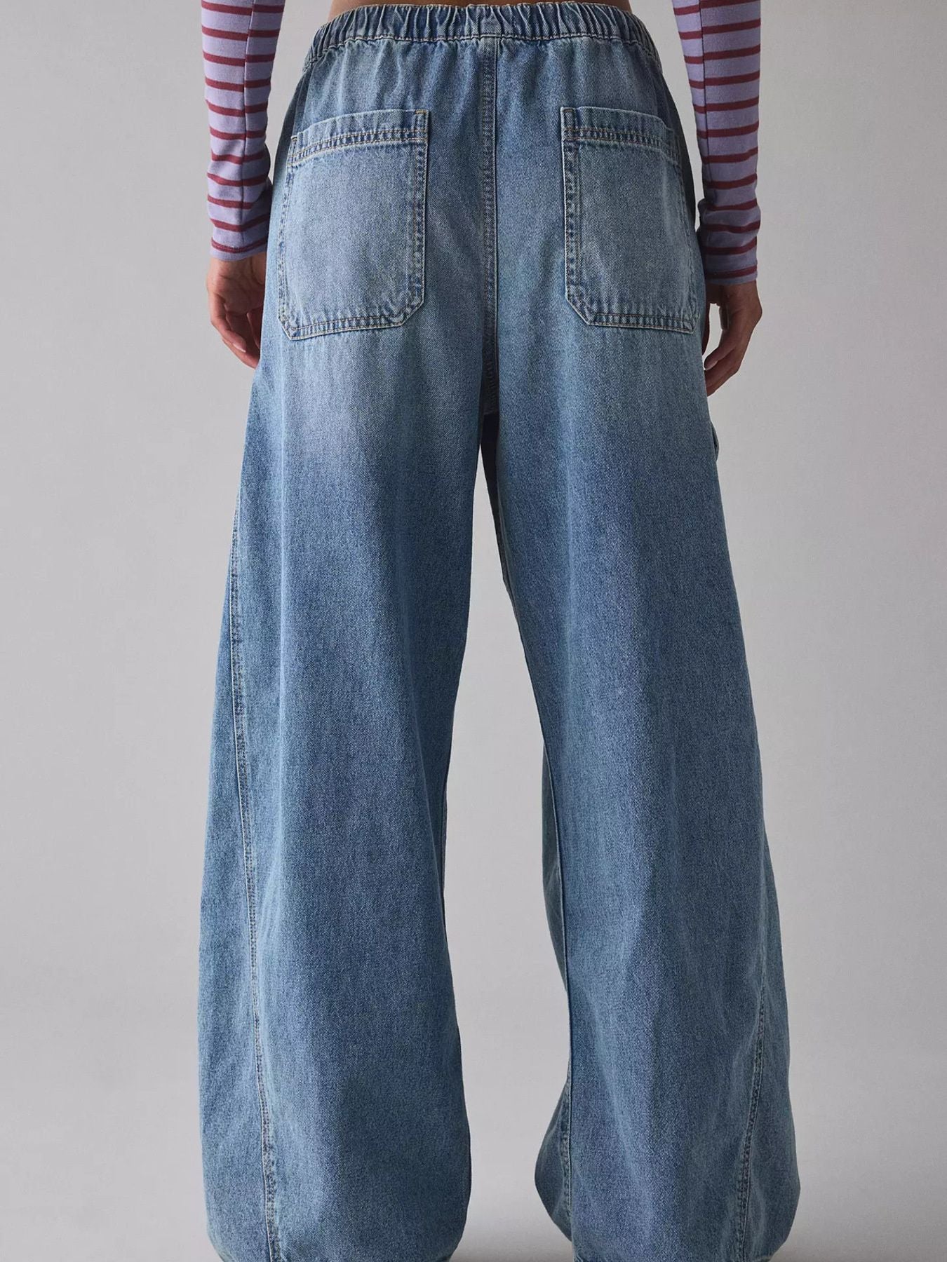 Drawstring Waist Cargo Jeans Secondary image