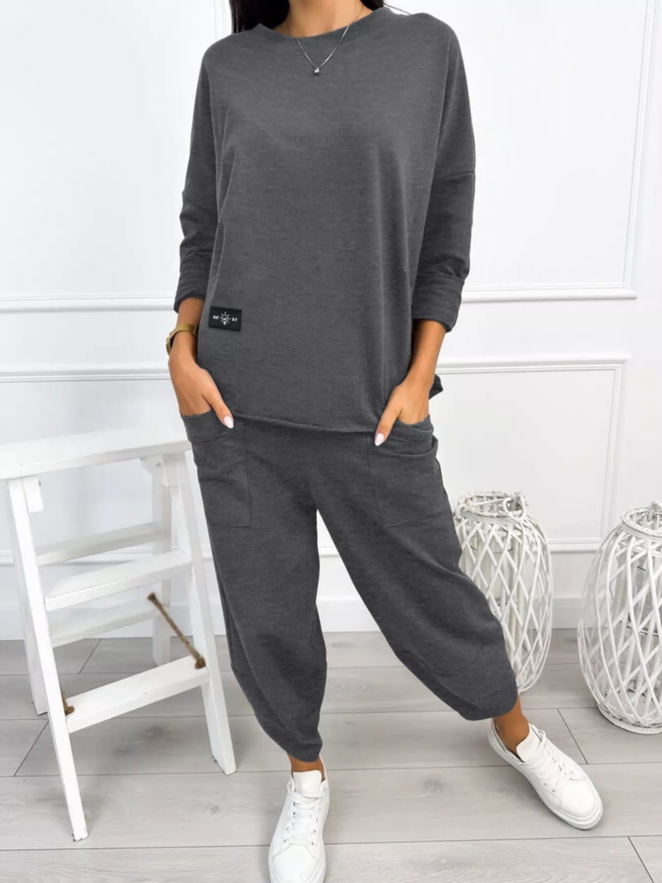 Plus Size Casual Loose Fit Top and Pants Two-Piece Set Secondary image