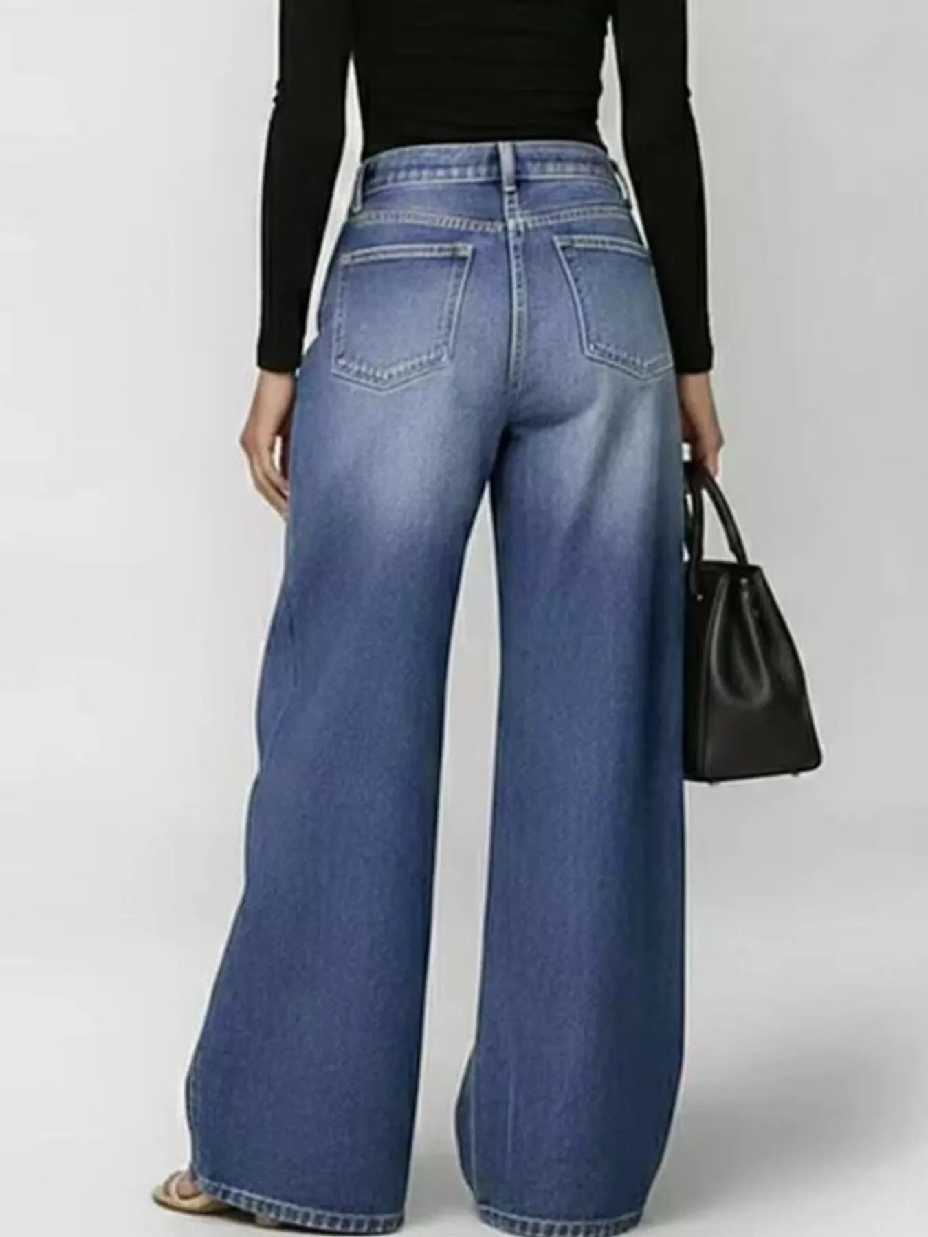 Wide Leg Jeans with Eyelet Details Secondary image