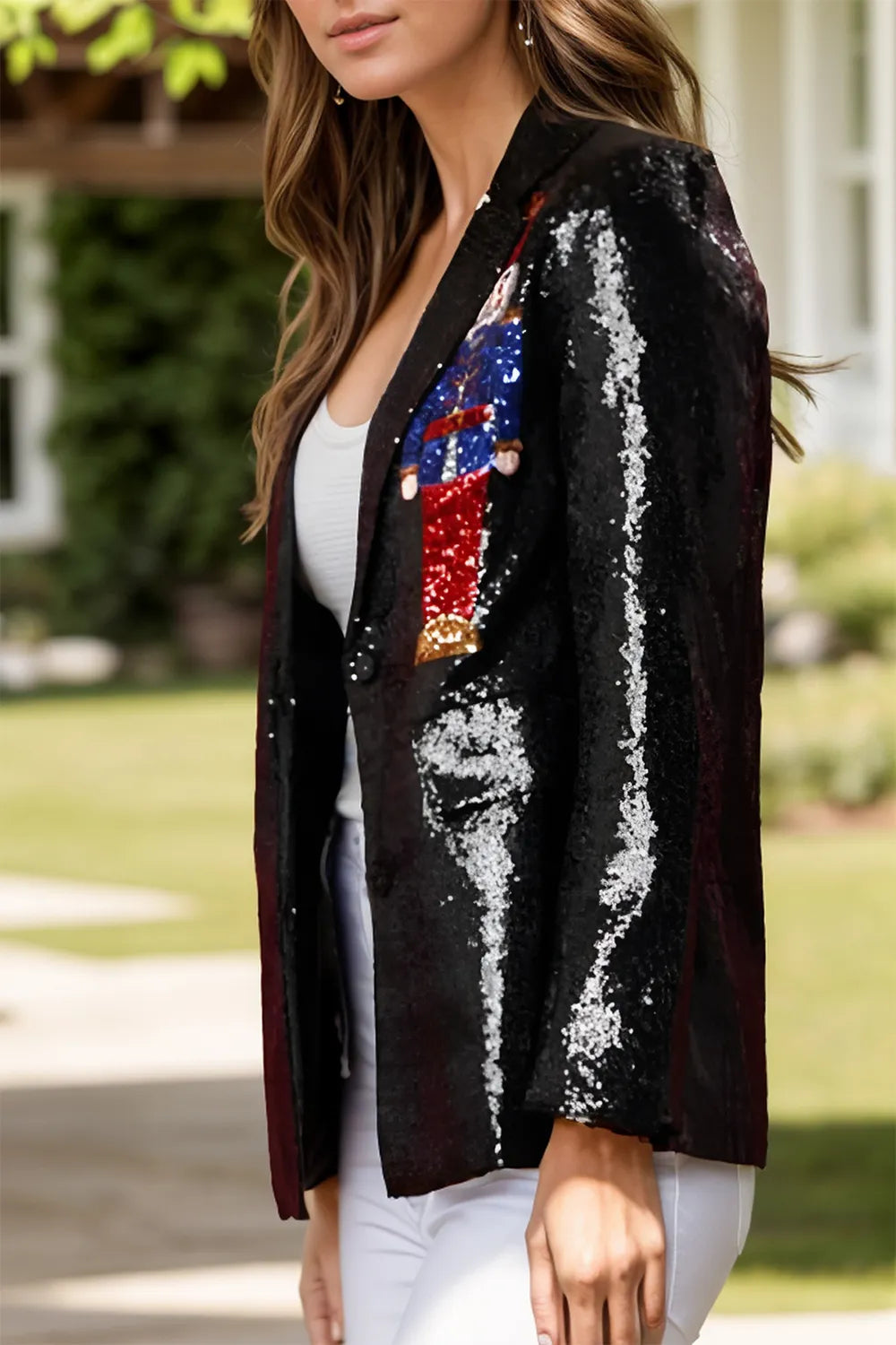 Sequin Nutcracker Long Sleeve Blazer Secondary image
