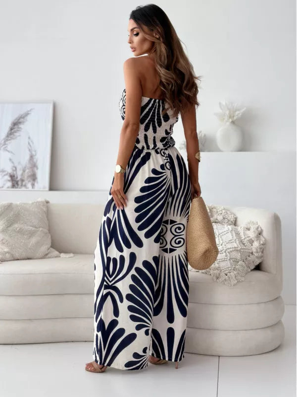 Printed Strapless Wide-Leg Jumpsuit Secondary image