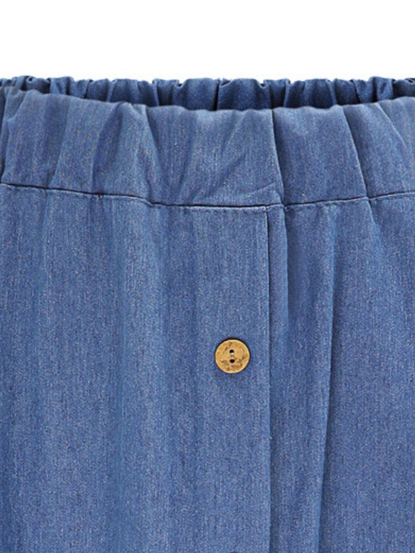 Full Size Button-Front Denim A-Line Skirt Plus Size Secondary image