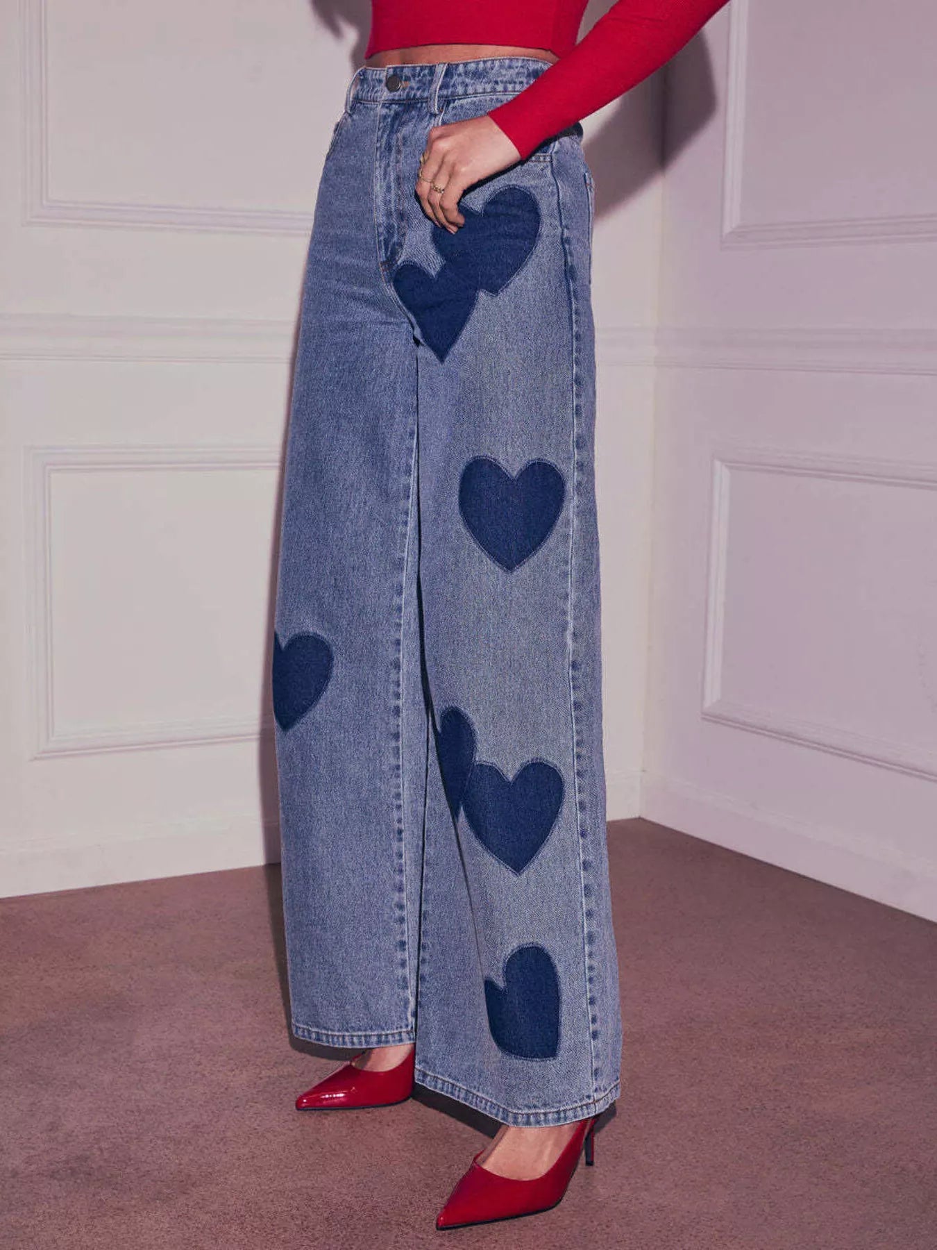 Heart High Waist Wide Leg Jeans Secondary image