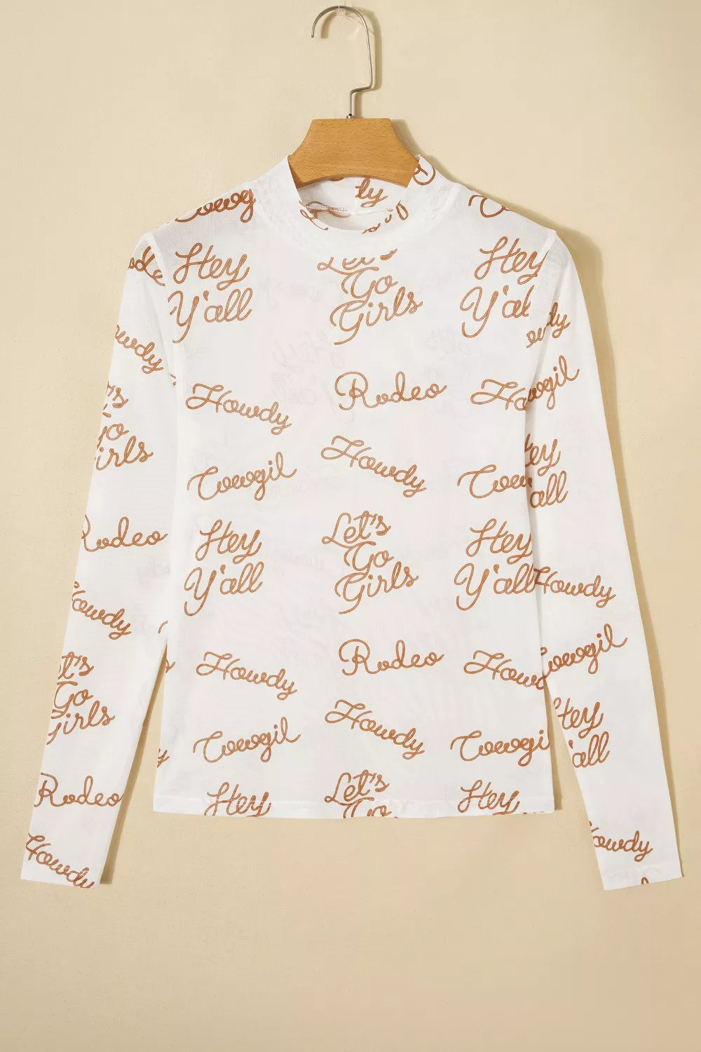 Howdy Hey Yall Mesh High Neck Long Sleeve Top Secondary image