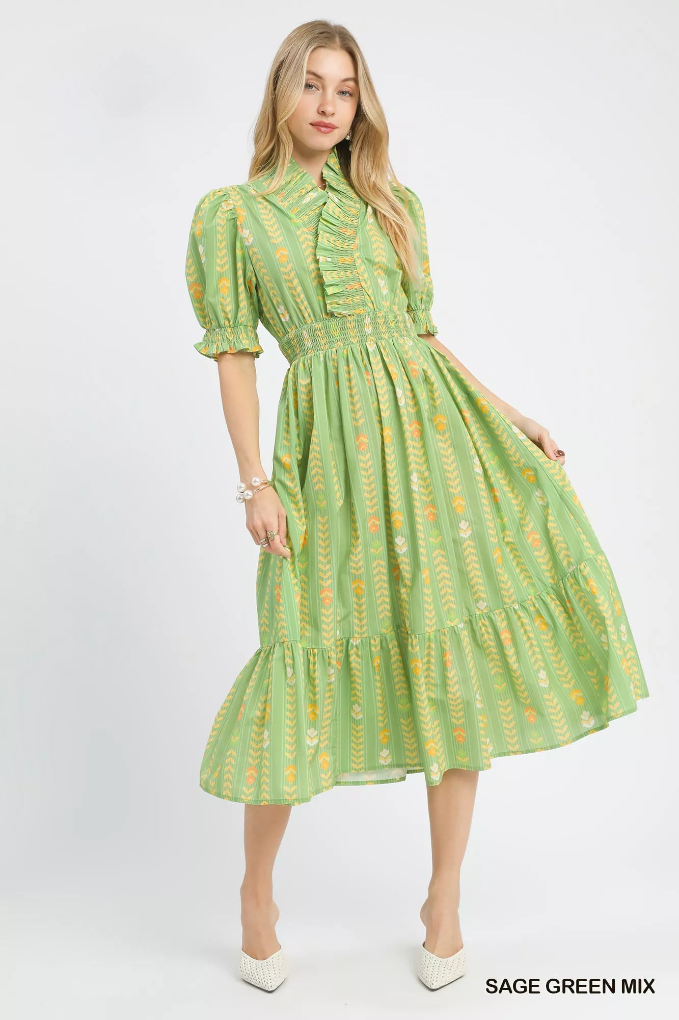 Umgee Vibrant Ruffle Smocked Midi Dress Secondary image