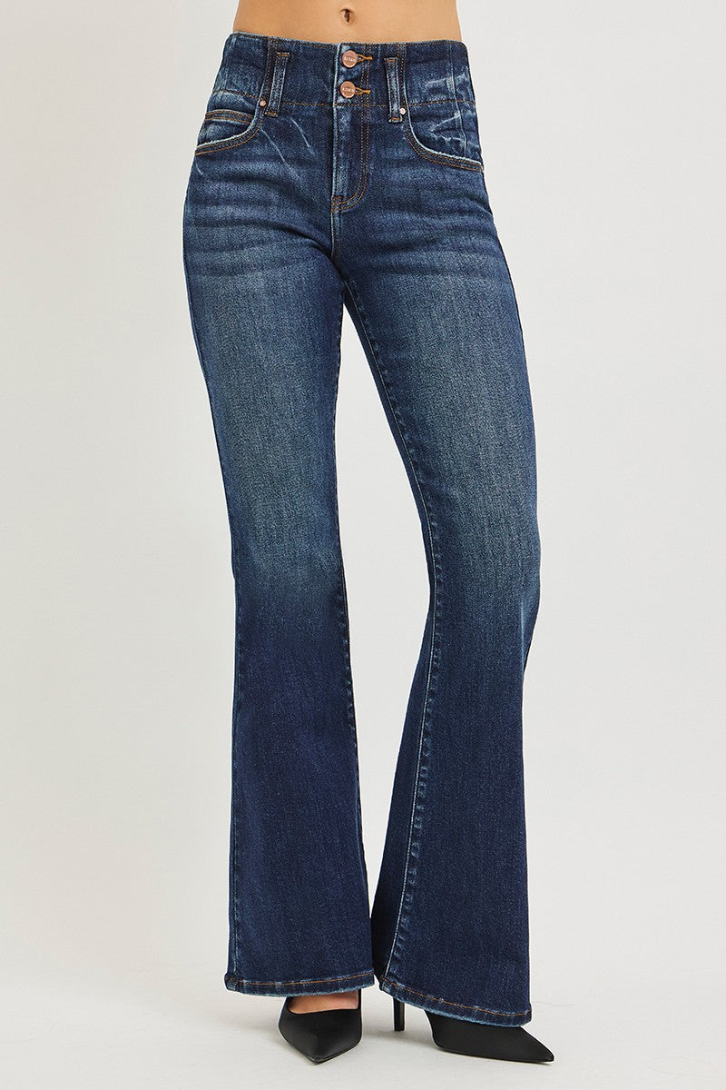 RISEN High Rise Flare Jeans With Seam Detail Waistband Secondary image