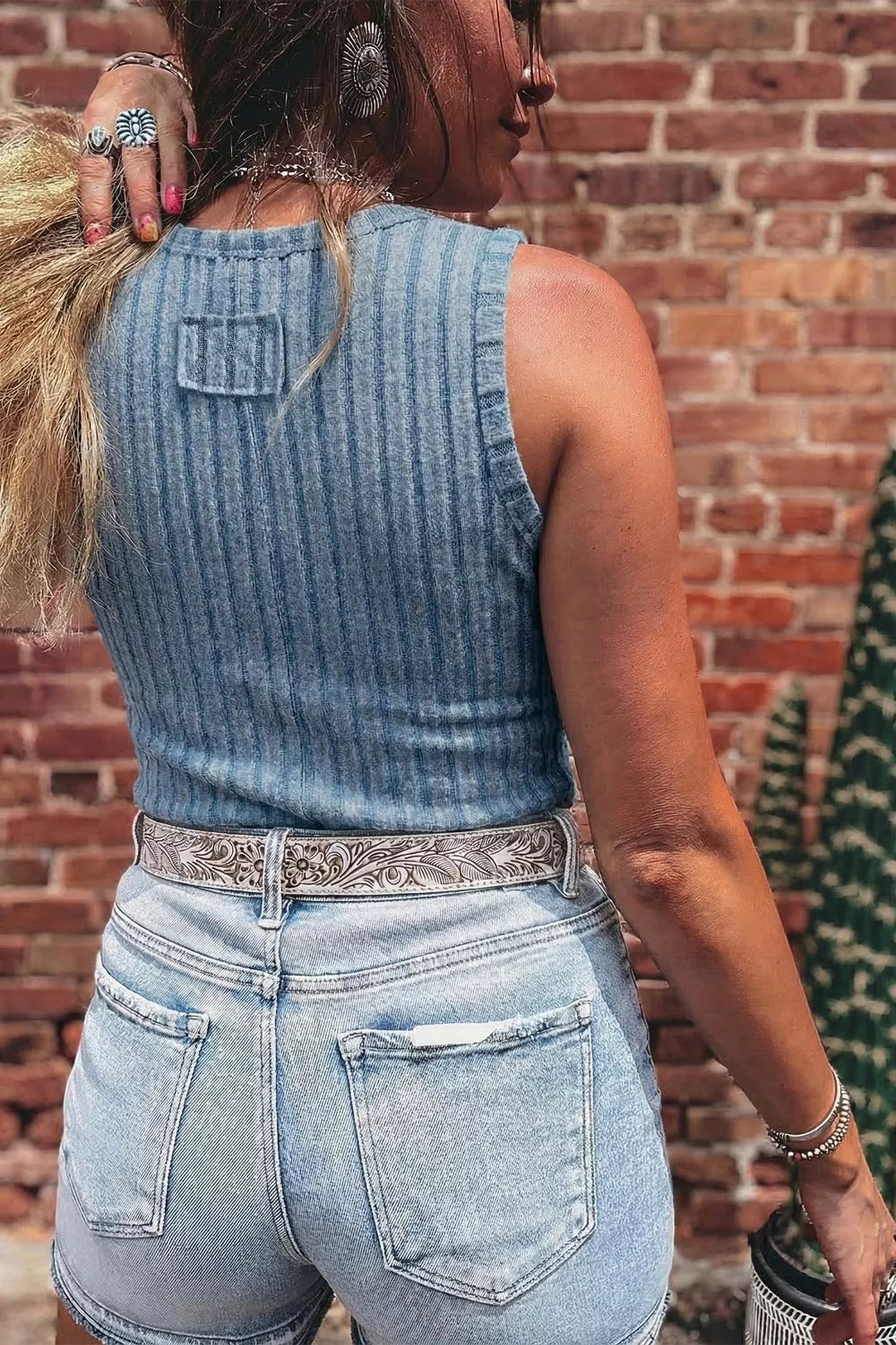 Slim Ribbed Mineral Wash Tank Top Secondary image