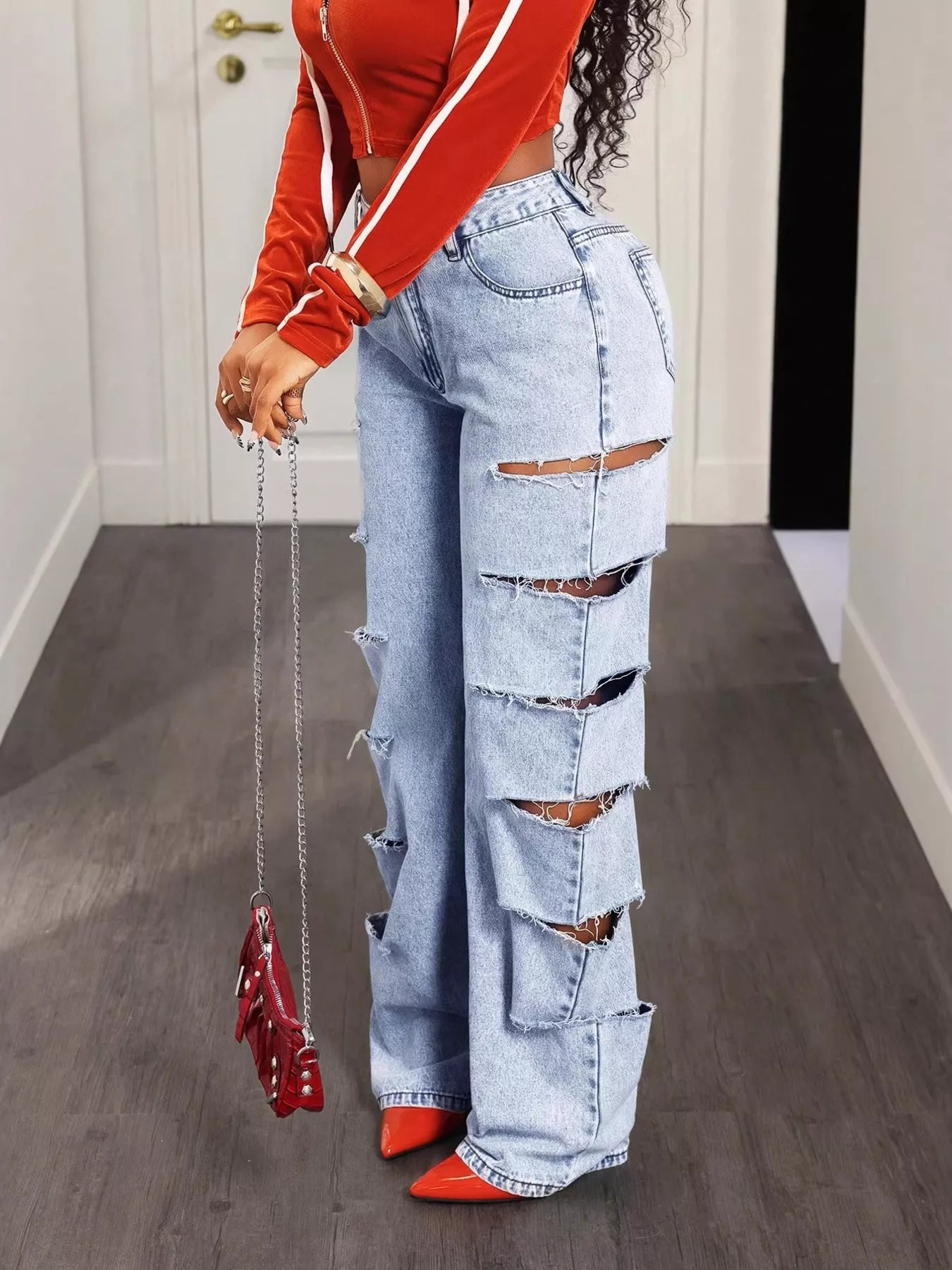 Distressed Wide Leg Jeans Secondary image