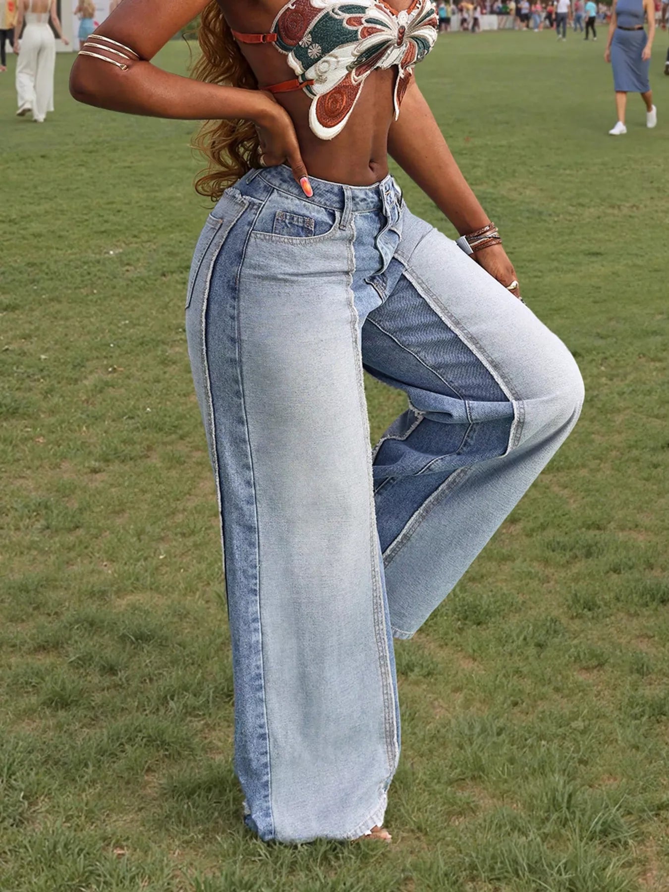 Patchwork Wide-Leg Jeans Secondary image