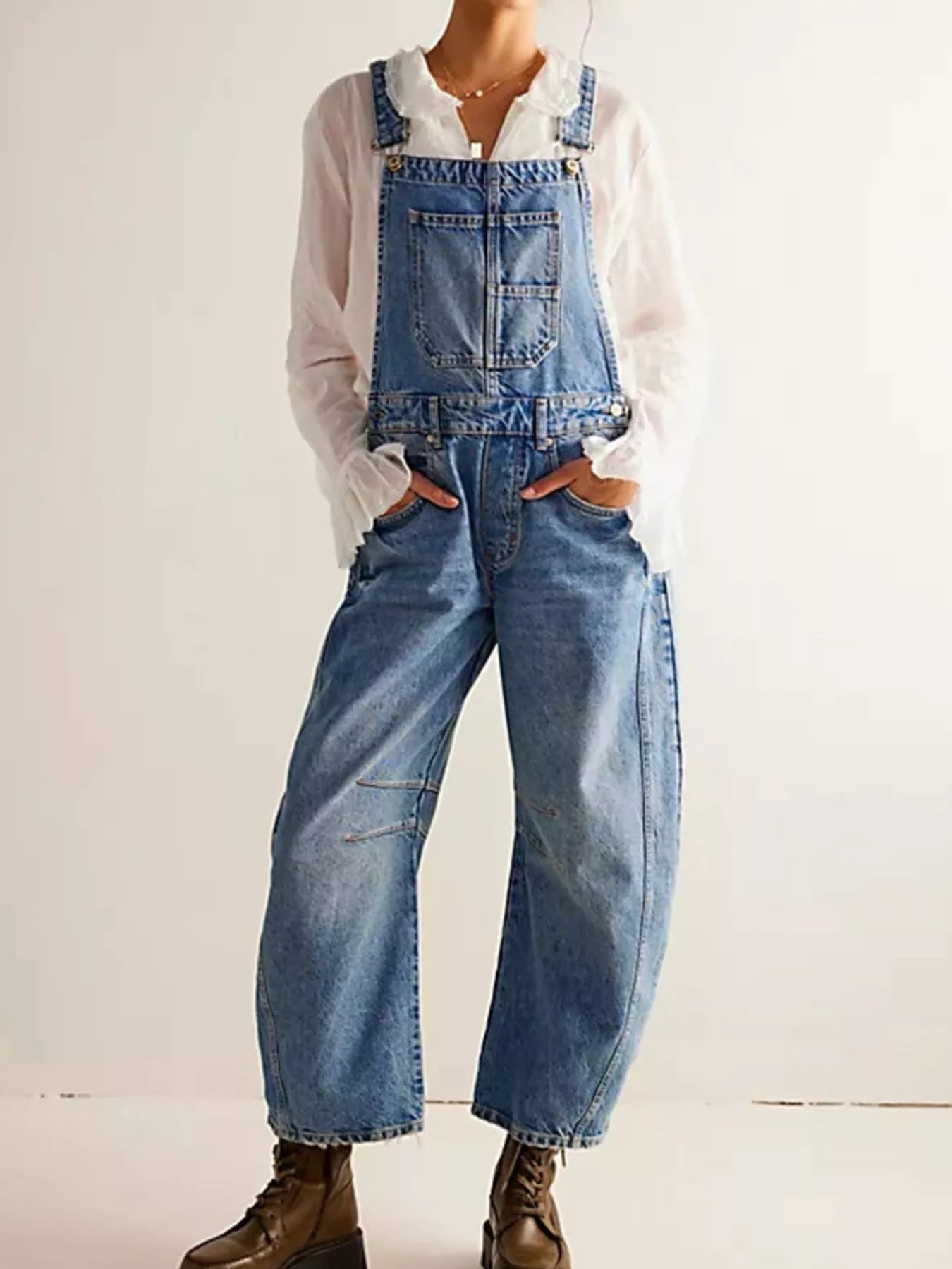 Wide Strap Wide Leg Denim Overalls Secondary image