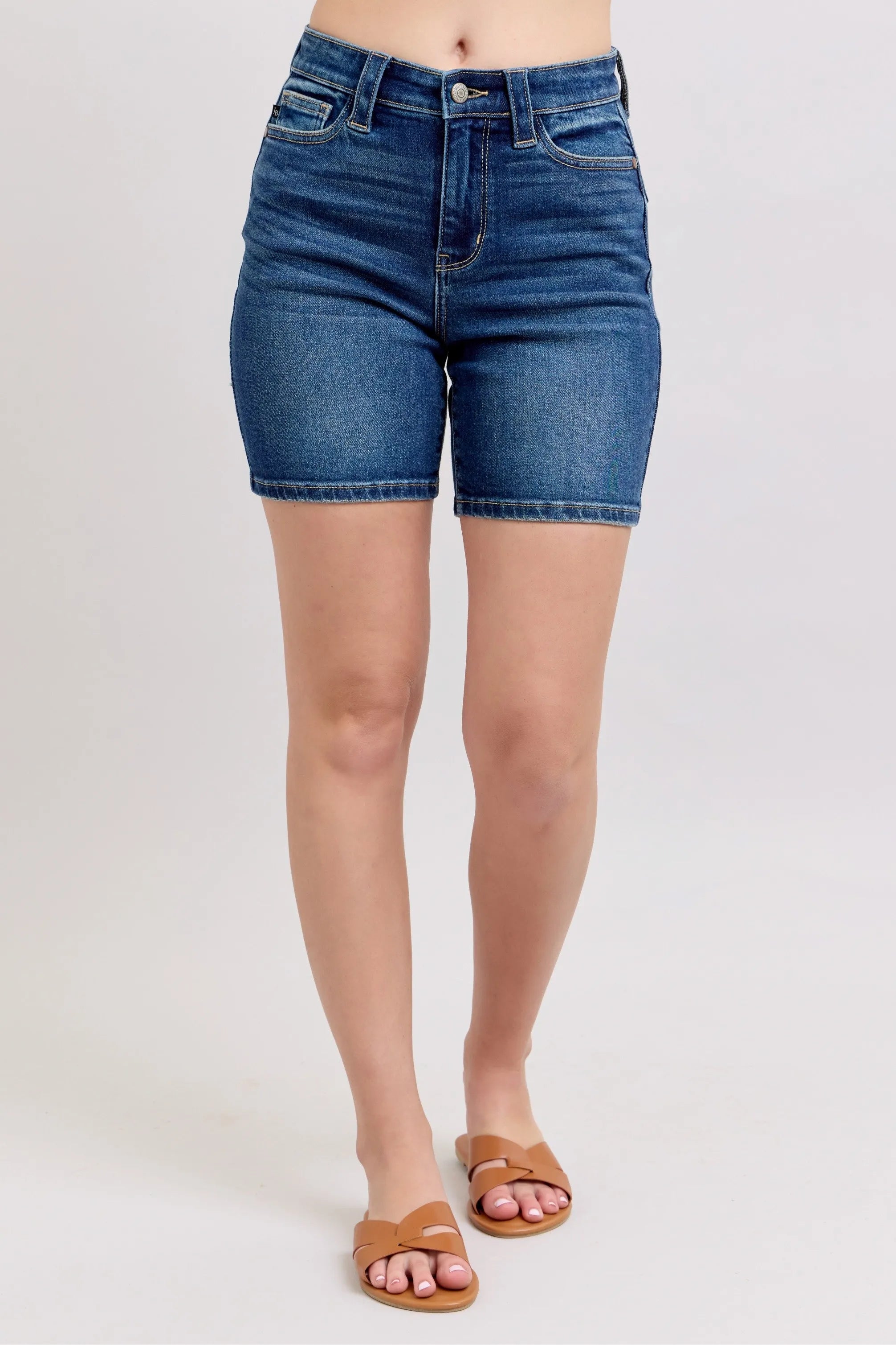 Judy Blue Full Size High Waist Bermudas Jeans W/ Back Flap Pockets Plus Size Secondary image