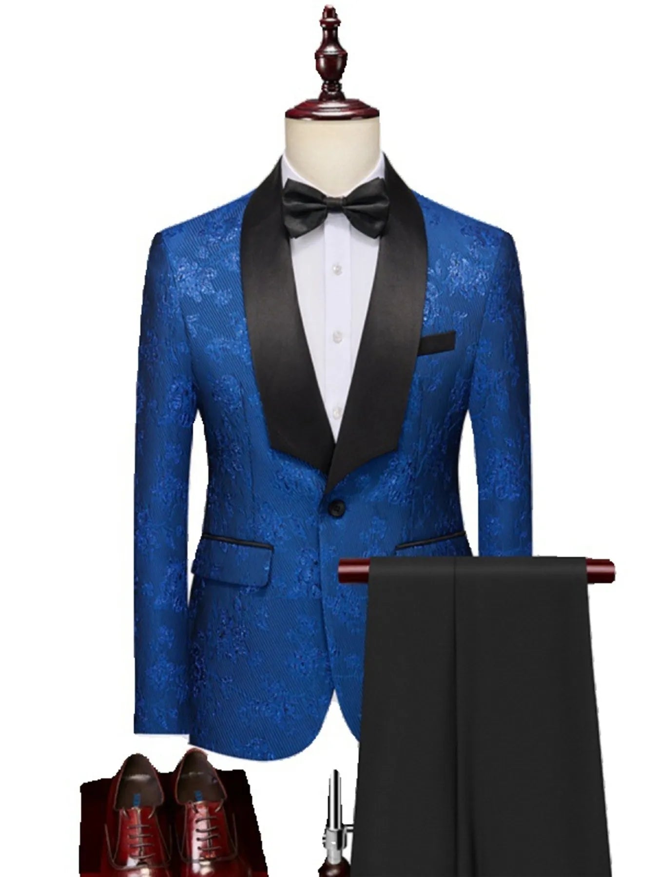 Men's Plus Size One Button Long Sleeve Blazer and Pants Set Secondary image