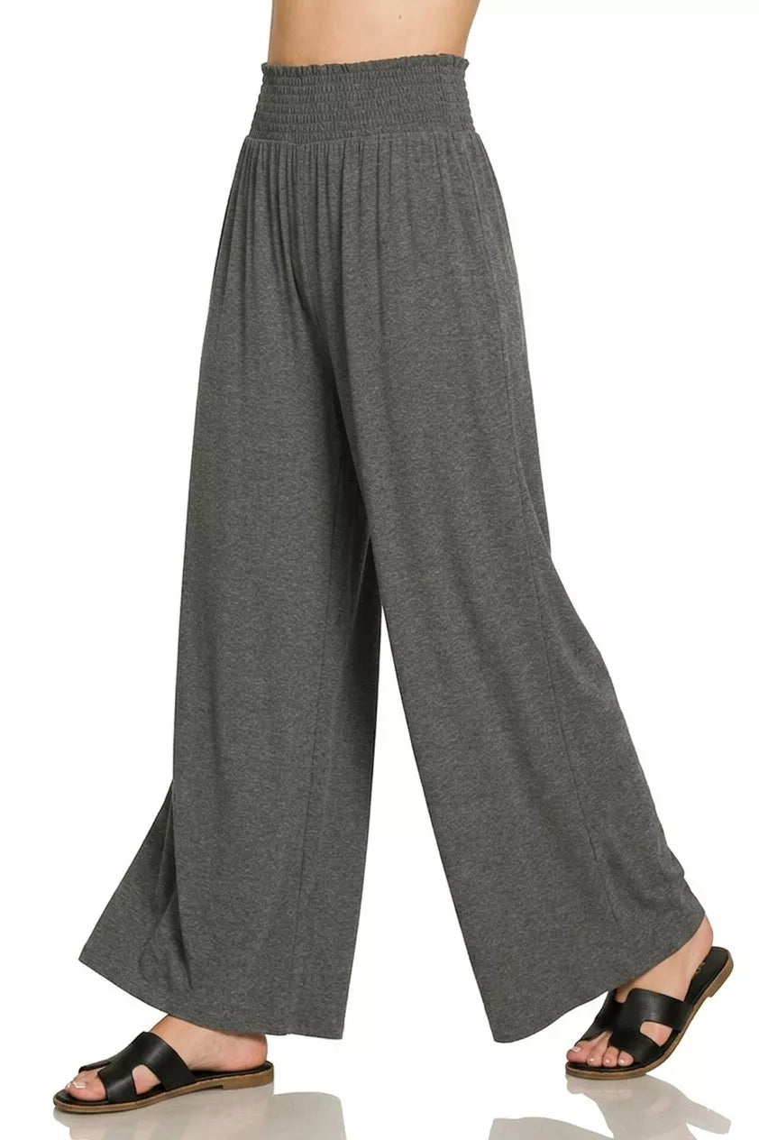 Zenana Smocked Waist Wide Leg Palazzo Pants Secondary image
