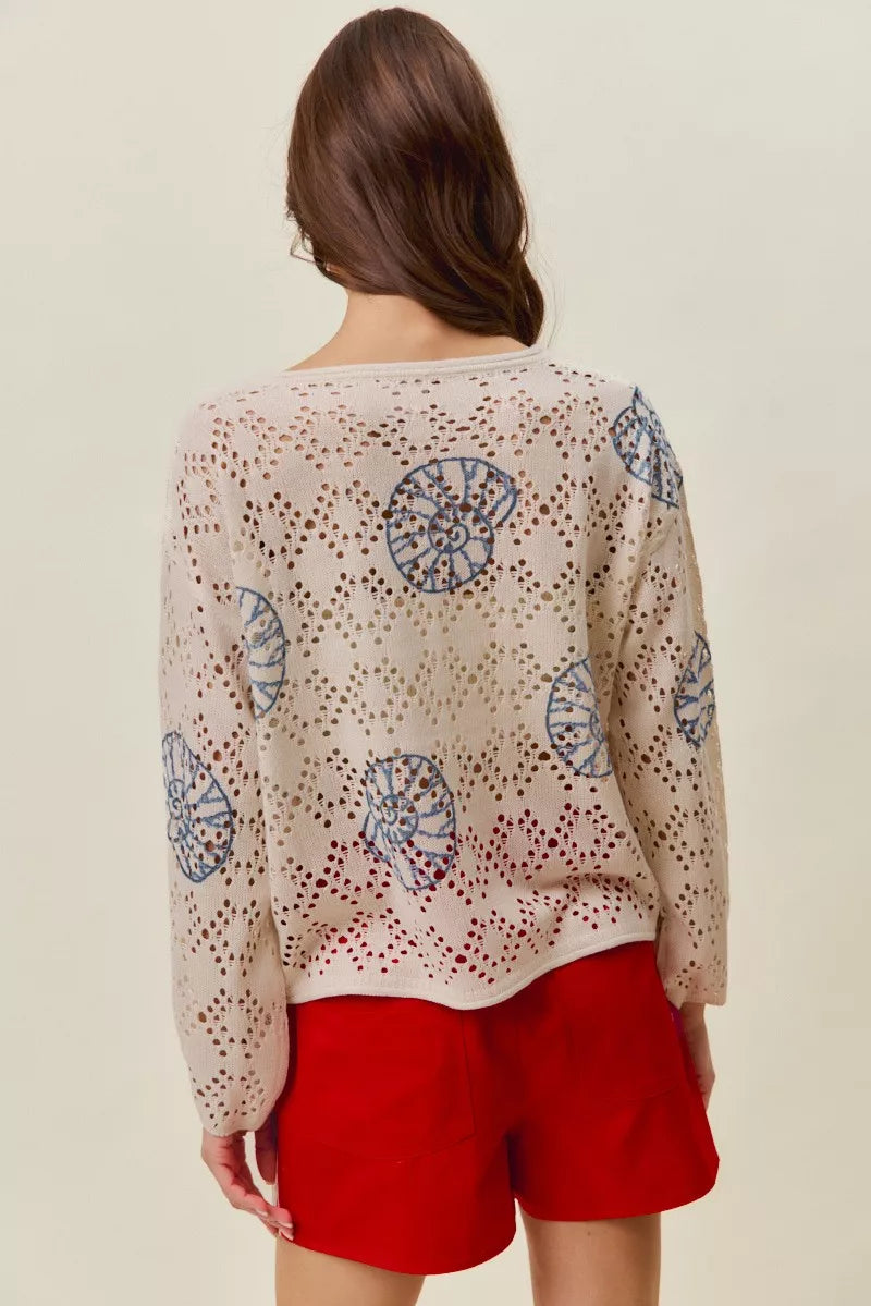 SO ME Seashell Lightweight Sweater Top Secondary image