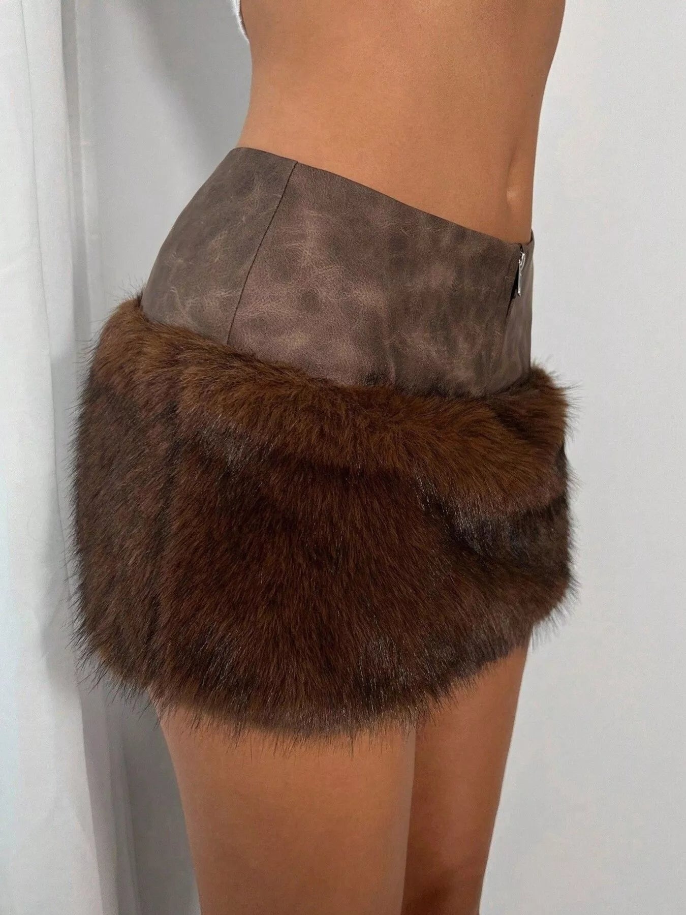 Faux Fur Trim Mini Skirt Secondary image