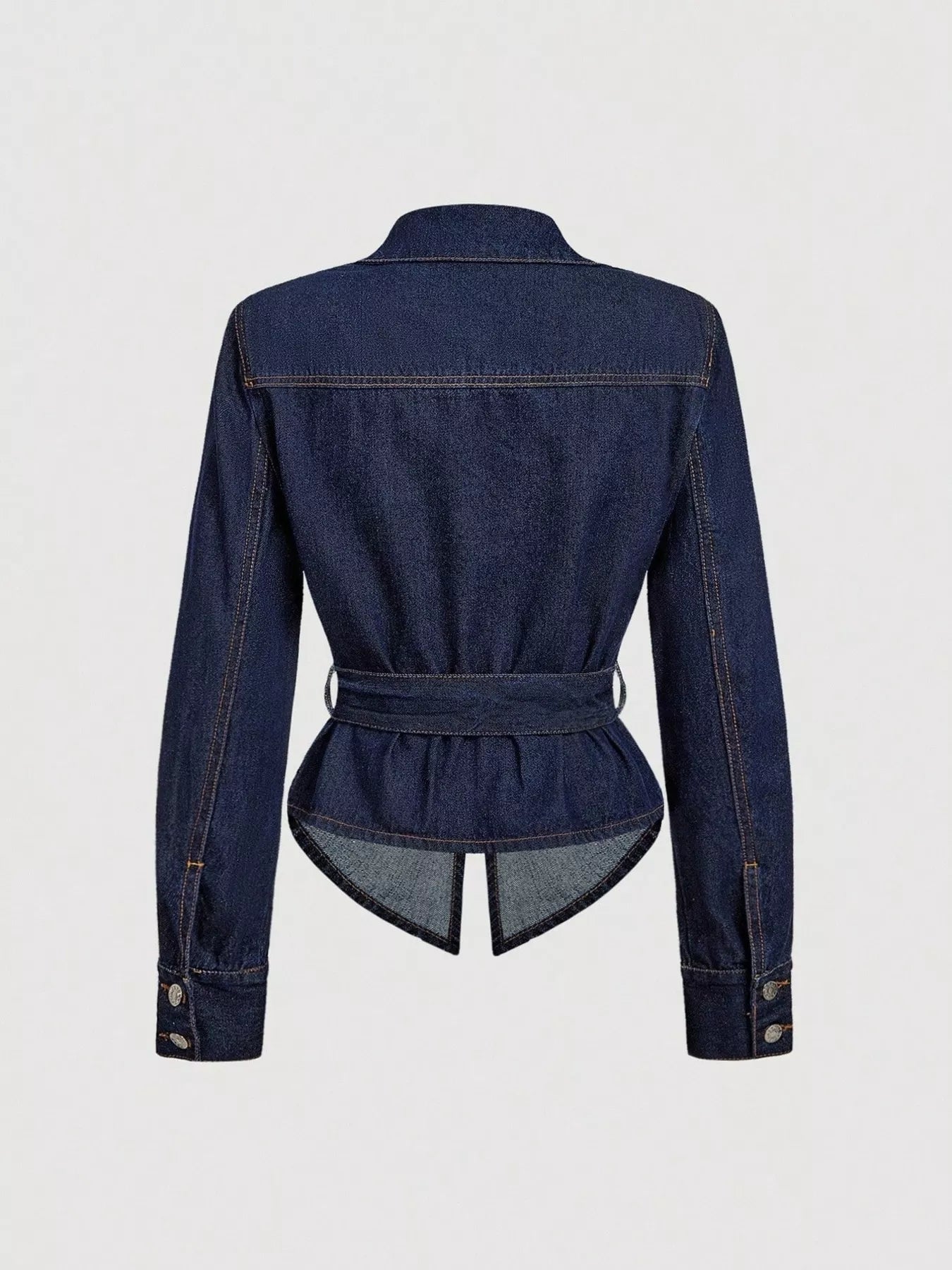 Tie Waist Long Sleeve Denim Jacket Secondary image